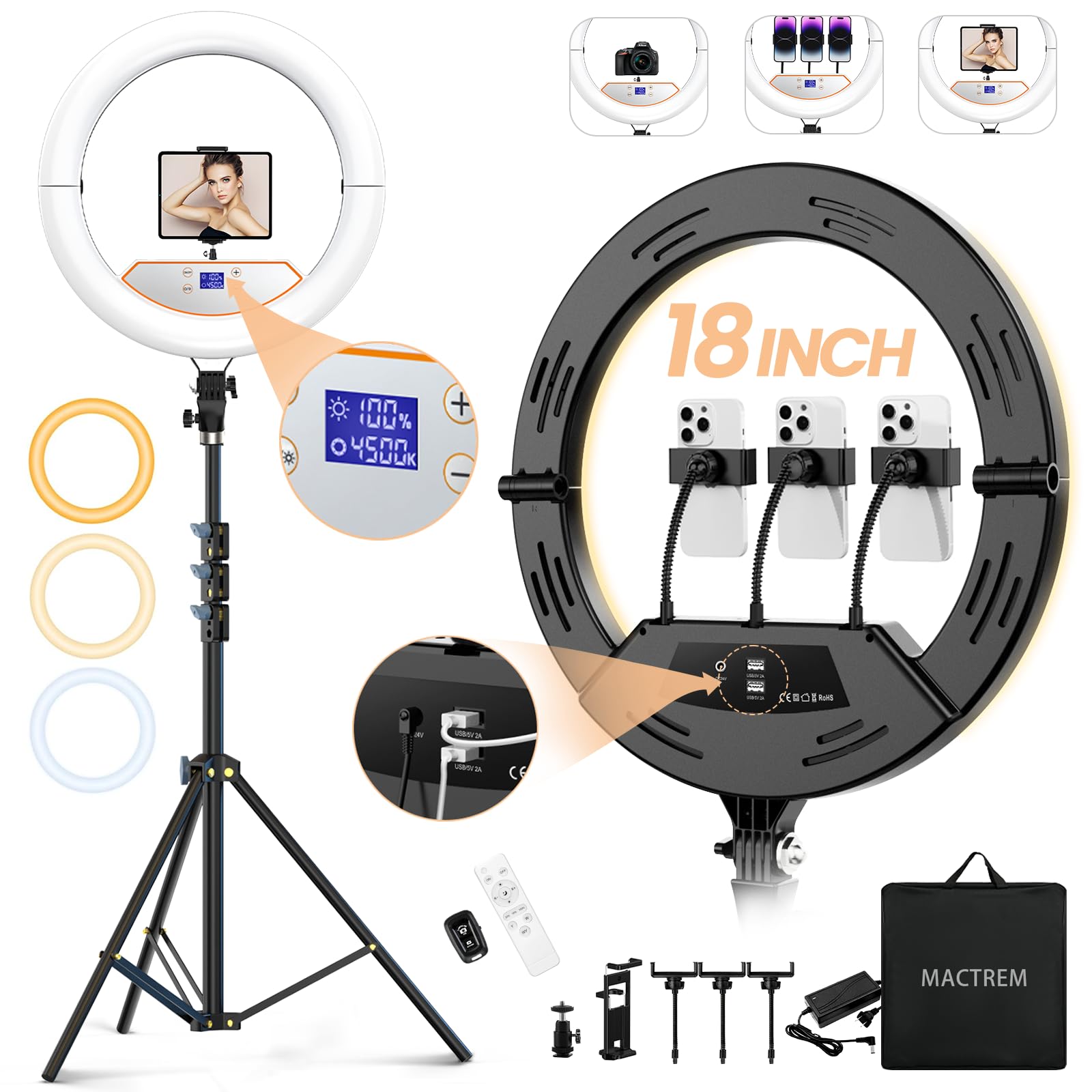 18-Inch Foldable Ring Light With Stand