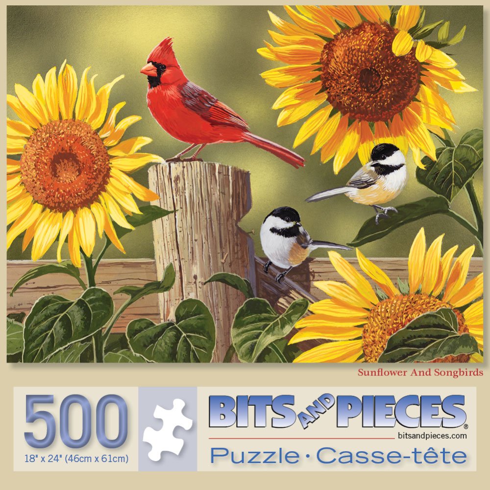 Bits and Pieces Sunflower and Songbirds 500 Piece Puzzle