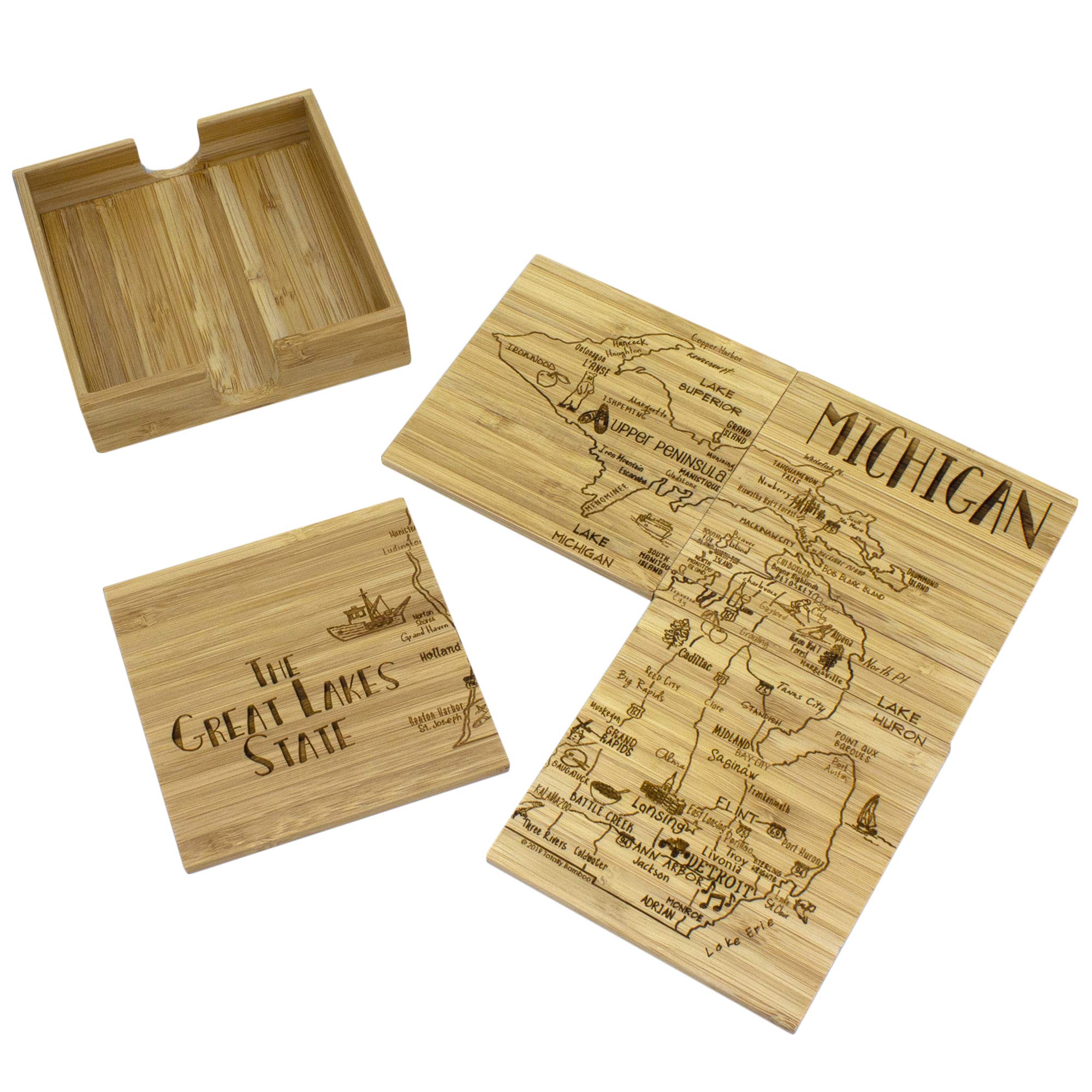 Totally Bamboo Michigan State Puzzle Coasters
