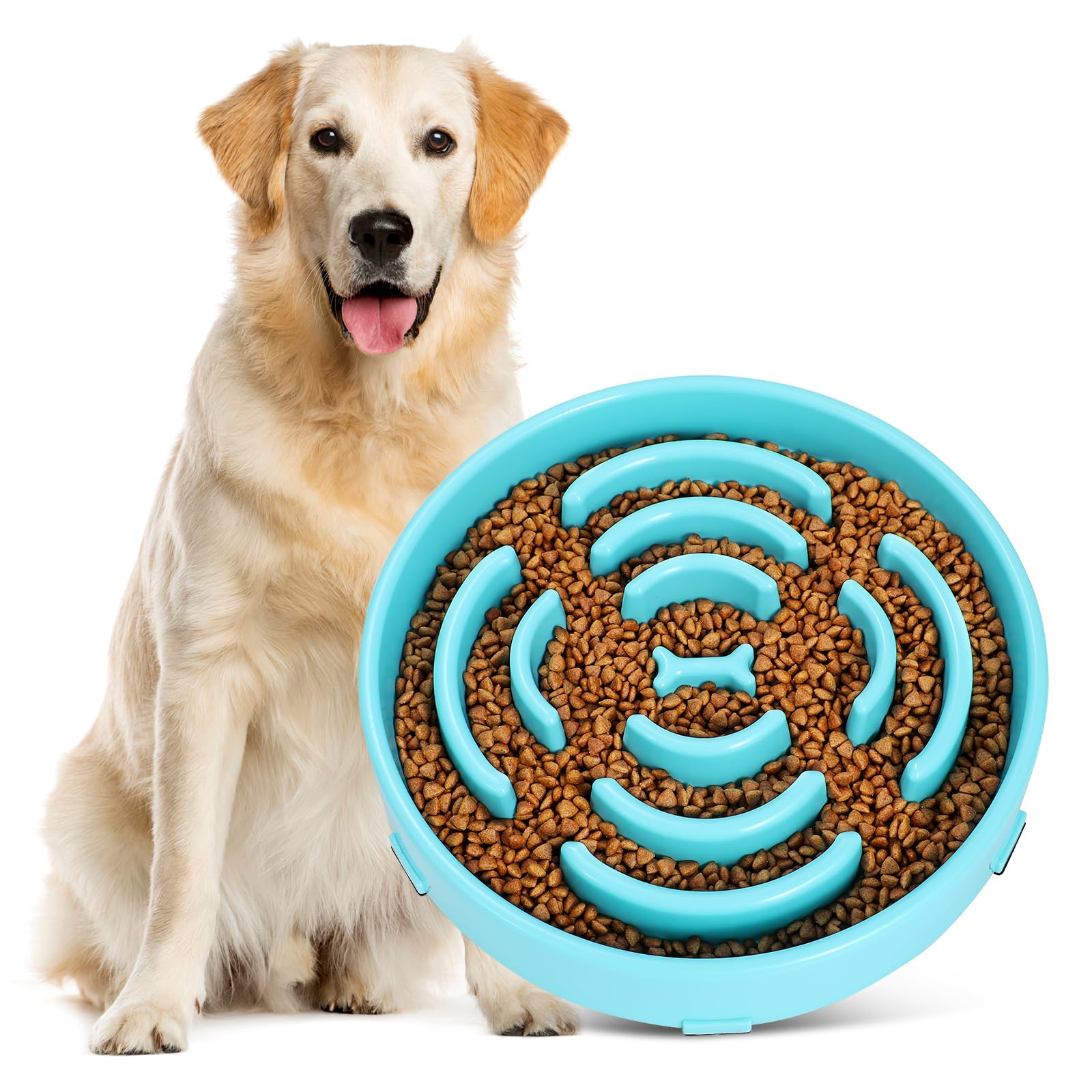 JASGOOD Sky Blue Large Slow Feeder Dog Puzzle Bowl