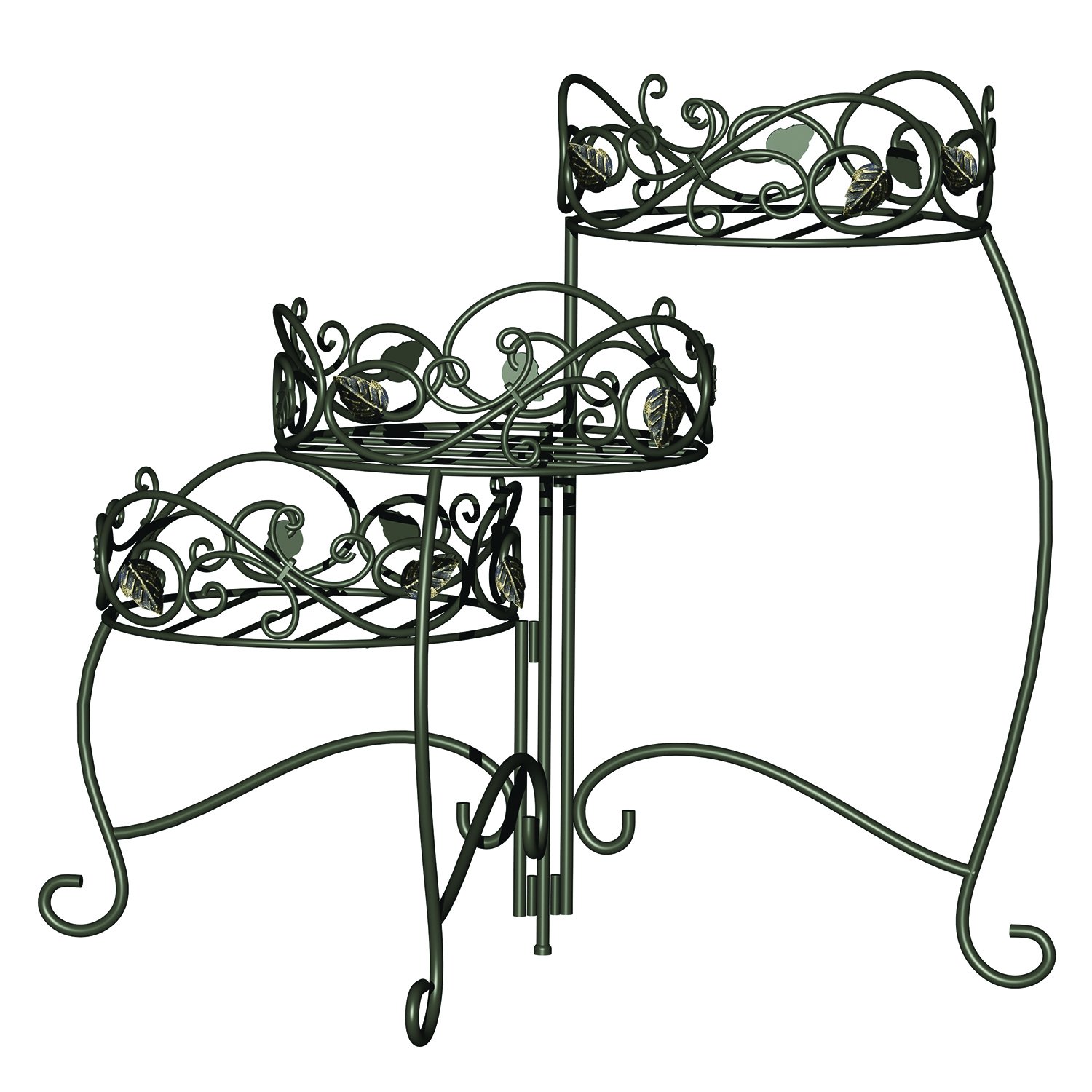 Panacea Products 3-Tiered Scroll and Ivy Plant Stand