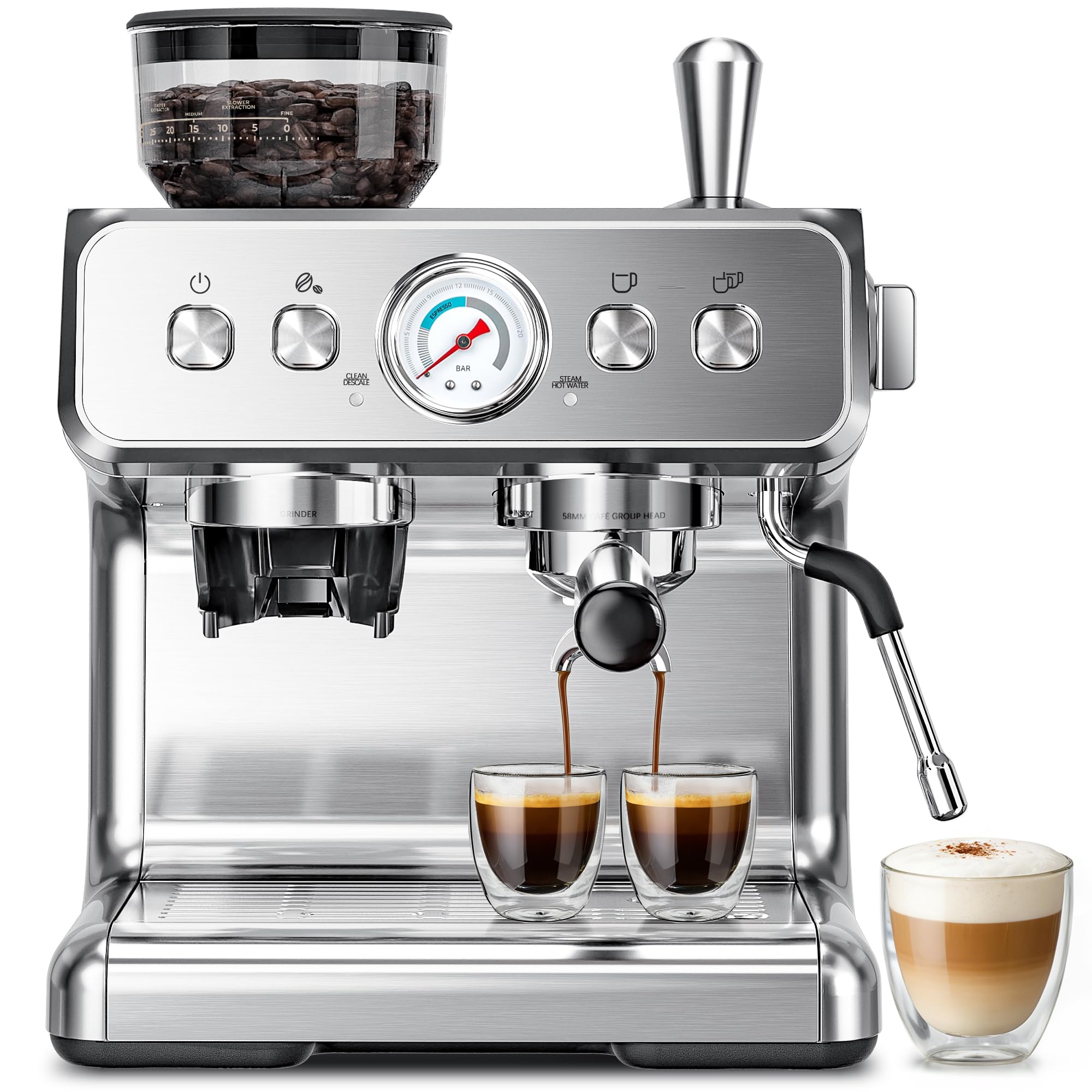 Kismile Espresso Machine with Grinder