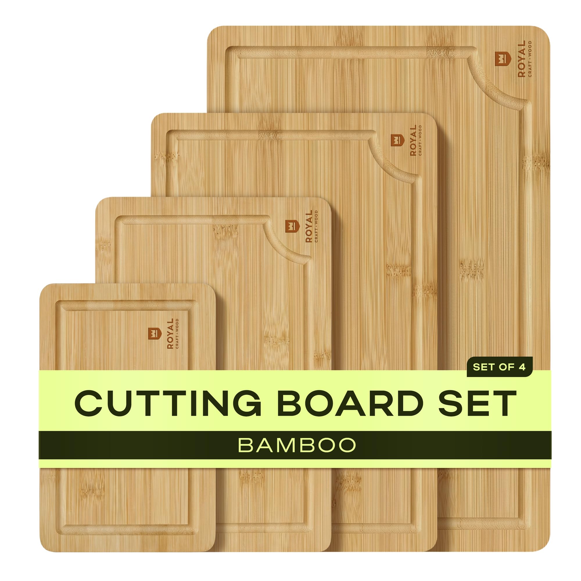 ROYAL CRAFT WOOD Bamboo Cutting Board Set