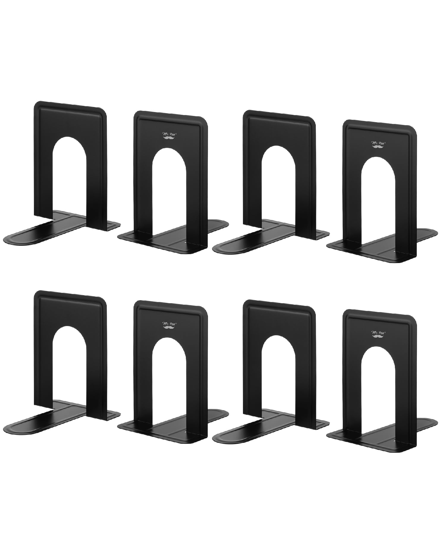 Mr. Pen Black Metal Bookends, 8-Pack