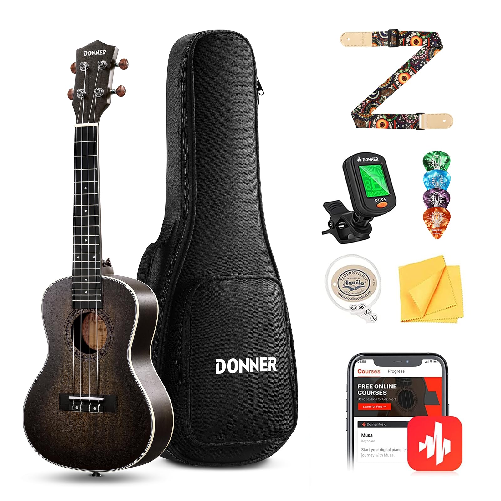 Donner DUC-200D Concert Ukulele Starter Pack
