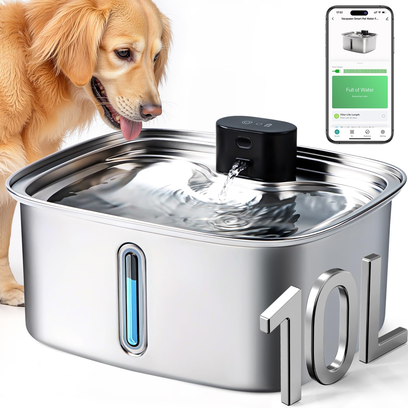 Smart 10L Cordless Dog Water Fountain
