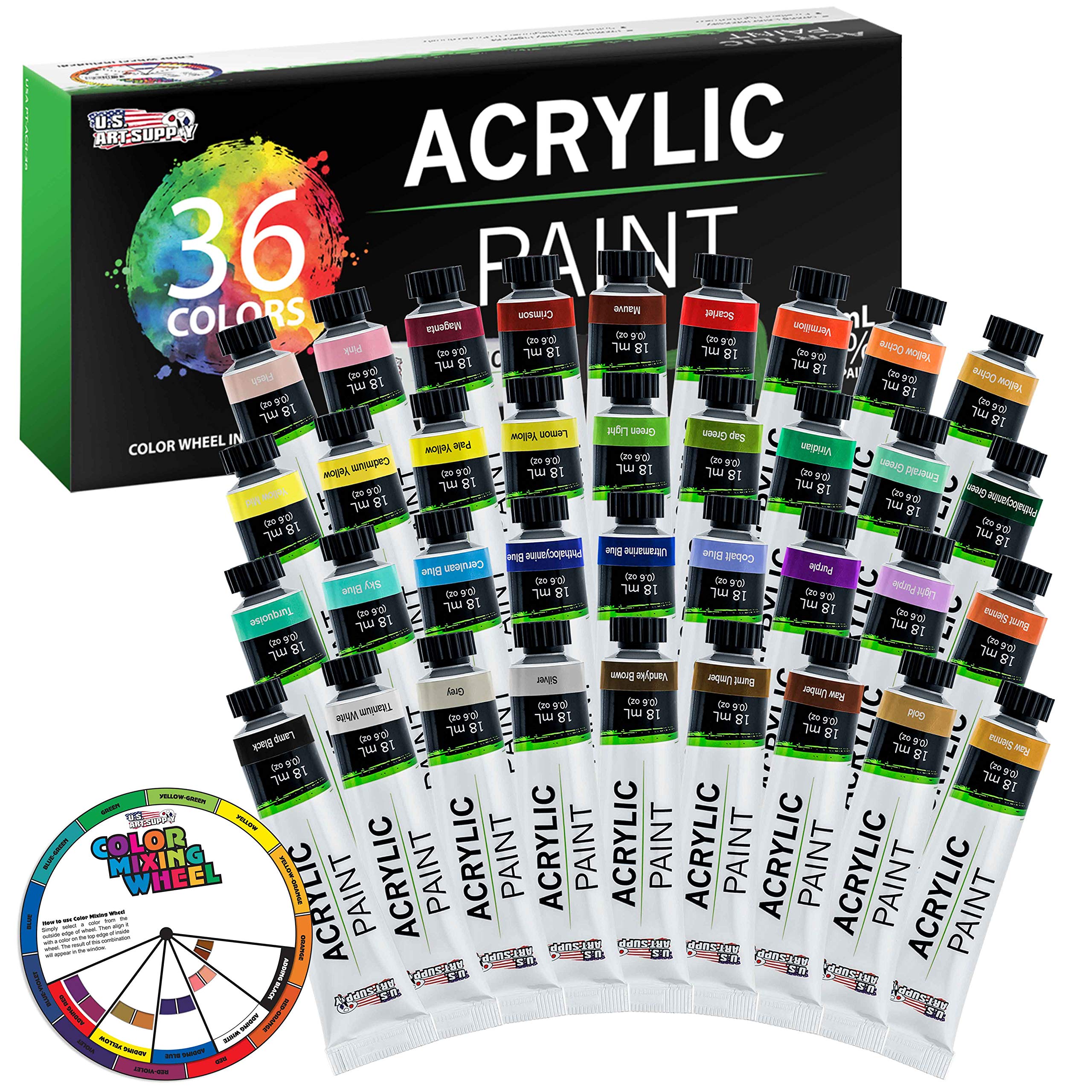 U.S. Art Supply 36-Color Professional Acrylic Set