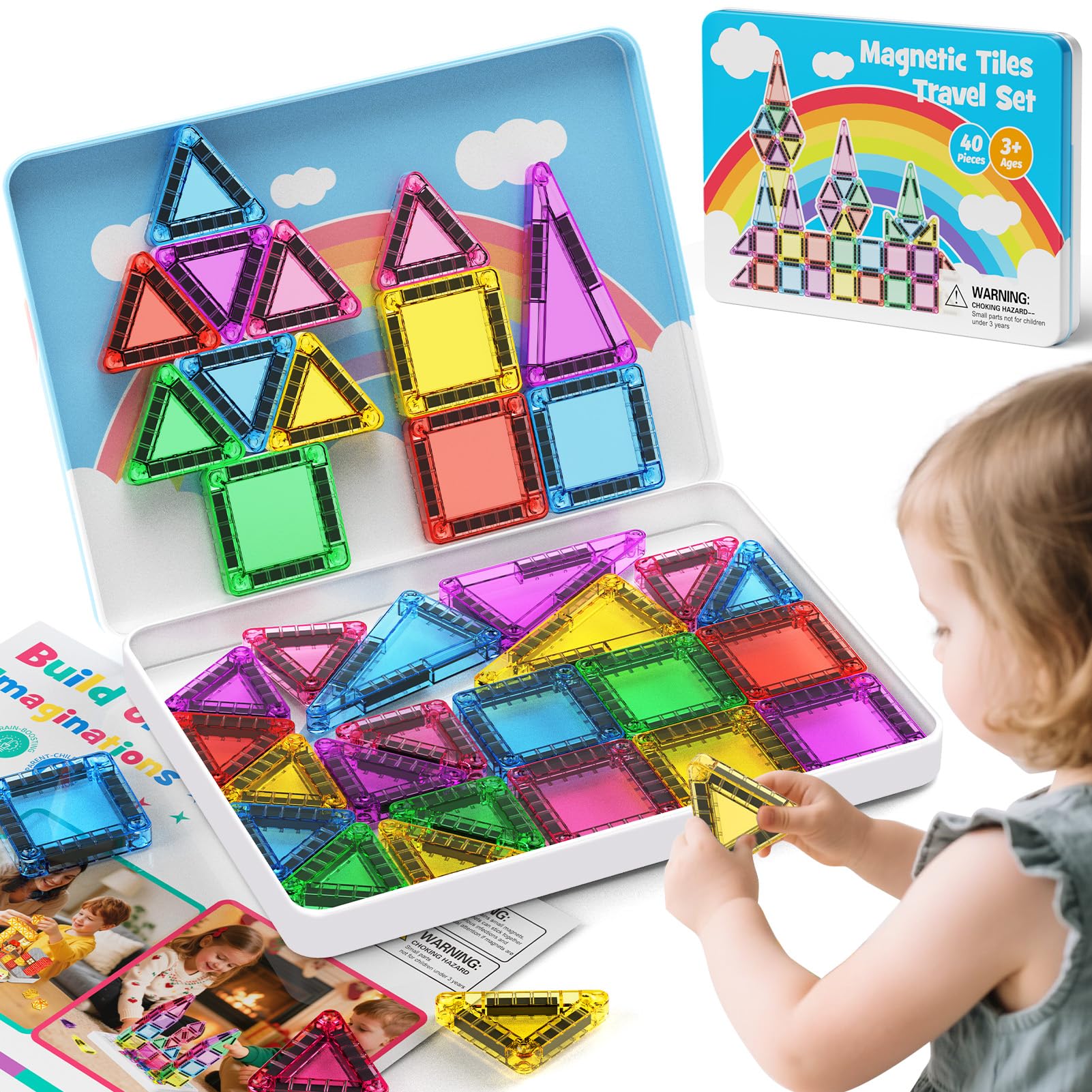 40-Piece Travel Magnetic Tiles Set