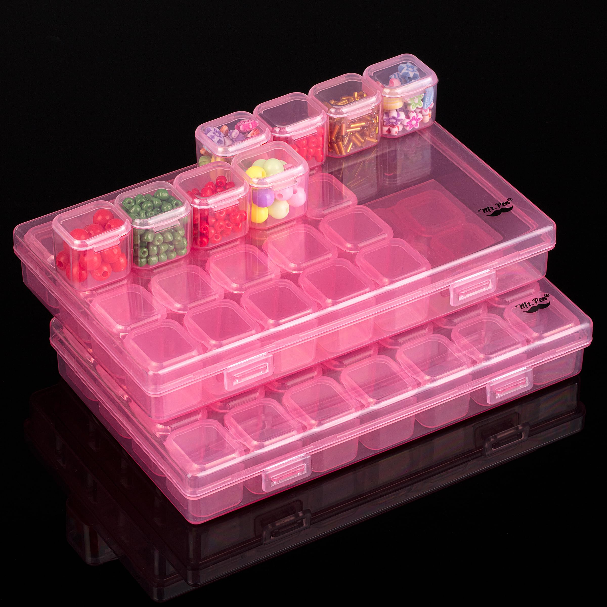 Mr. Pen 28-Grid Bead Storage Containers, 2 Pack