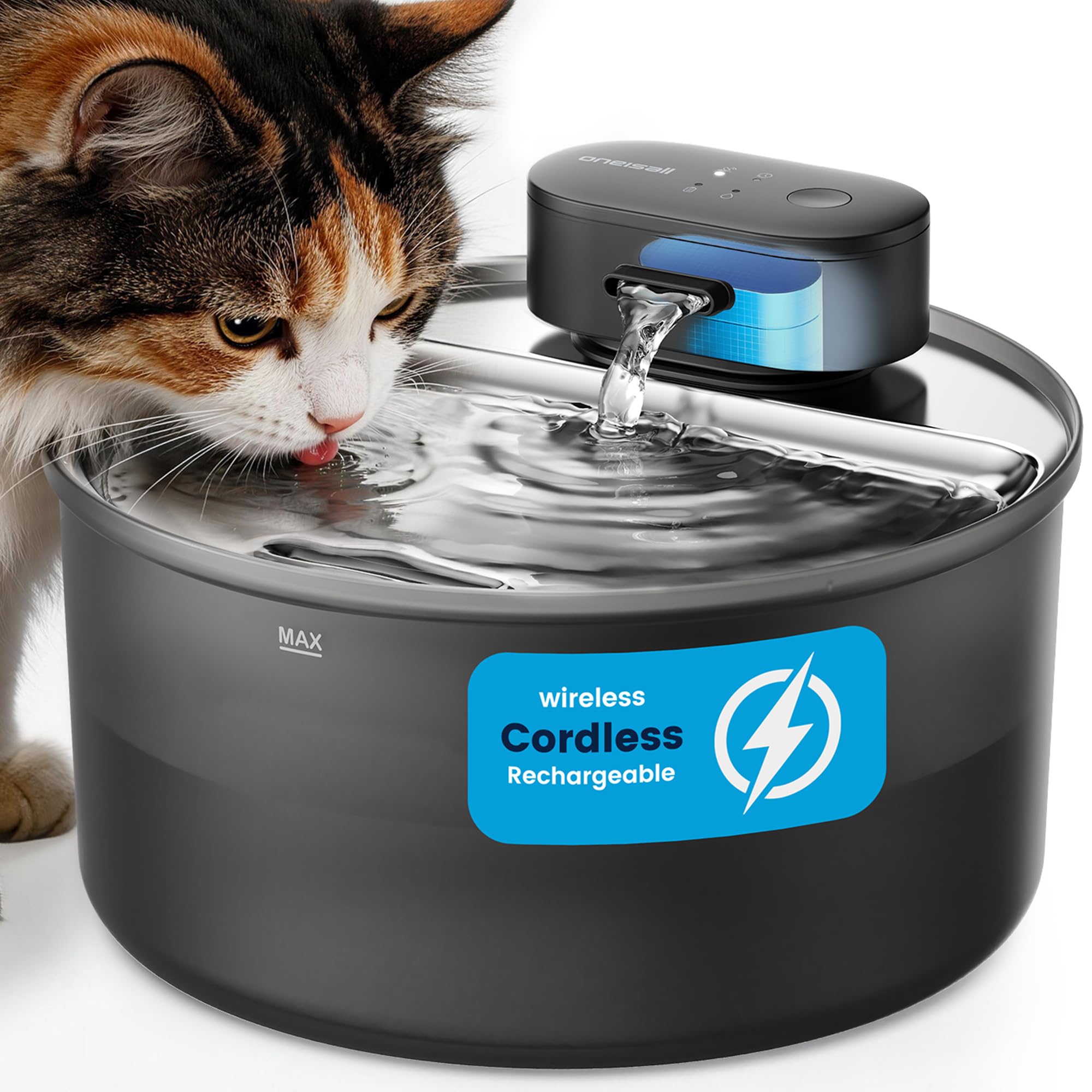 oneisall 3.2L Cordless Cat Water Fountain