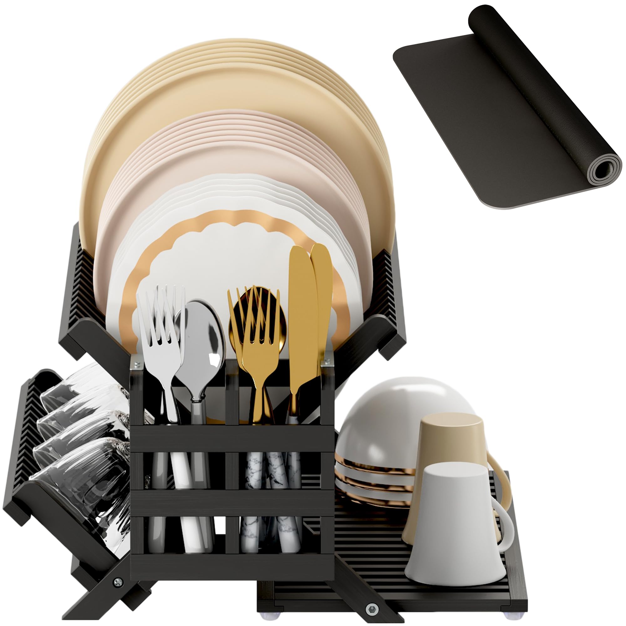 Greenual 3-Tier Bamboo Dish Drying Rack