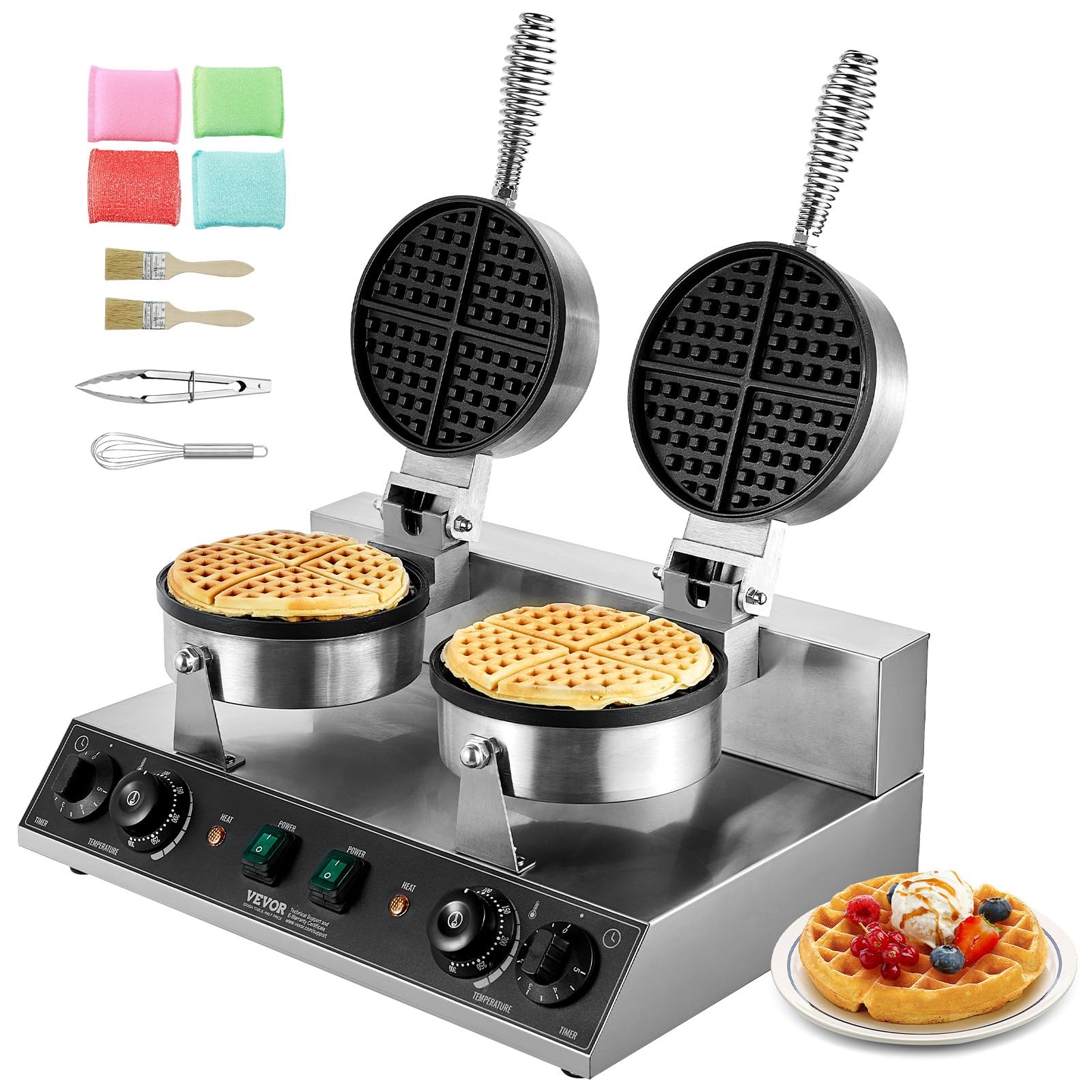 VEVOR Dual-Head Round Waffle Maker