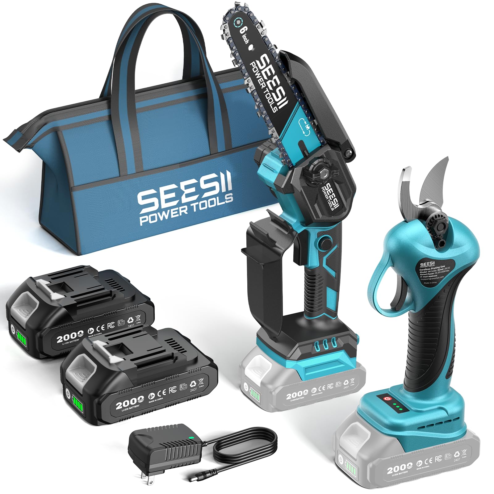 SEESII Mini Chainsaw & Pruning Shears Combo