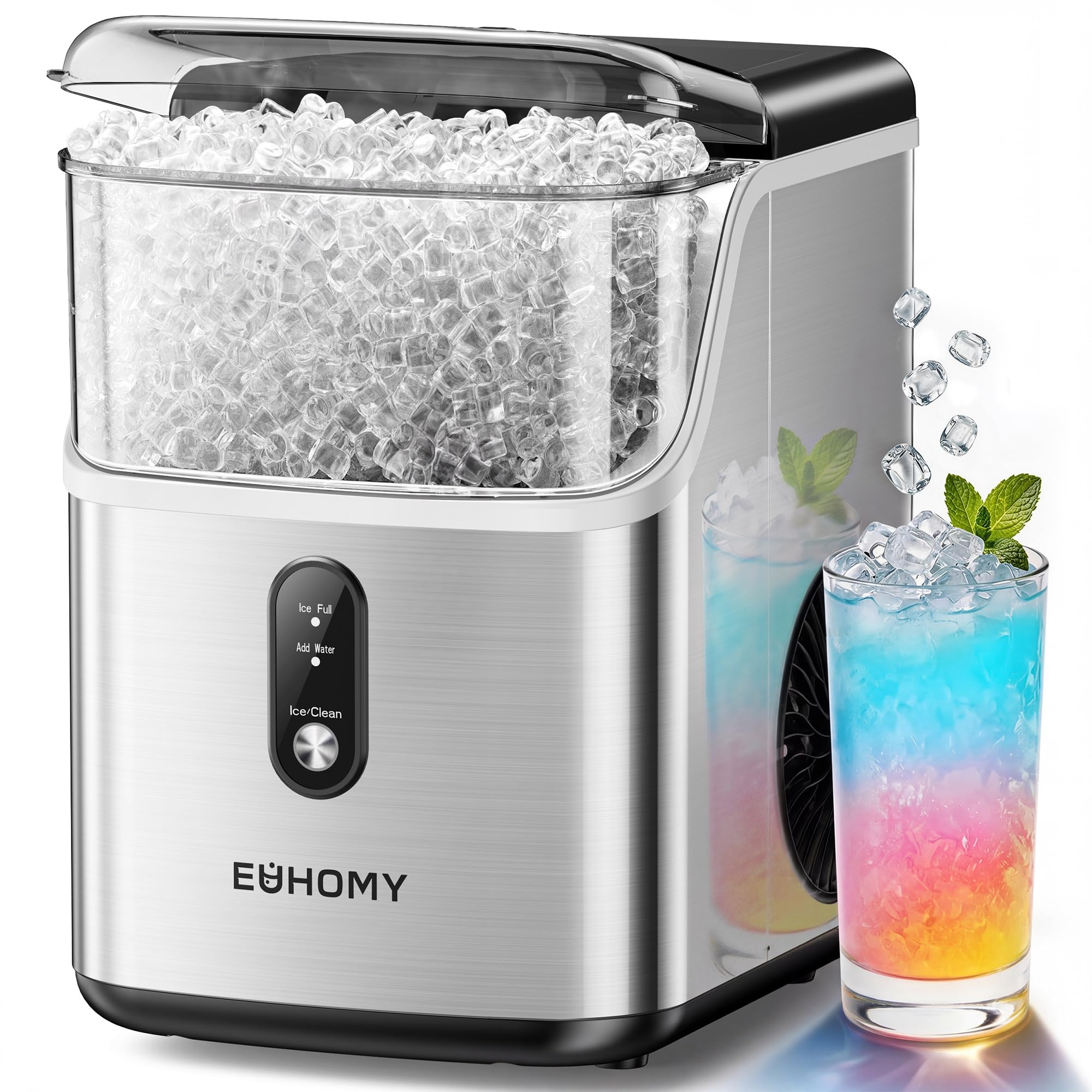 EUHOMY 35 lb Stainless Nugget Ice Maker