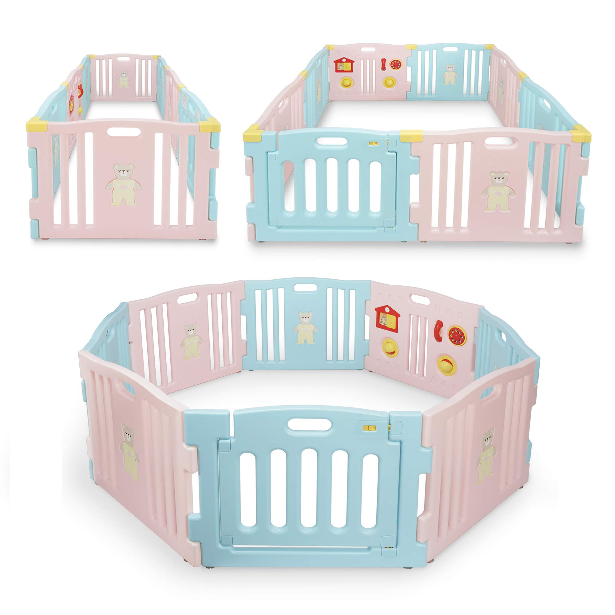 Kidzone Interactive Baby Playpen 8 Panel Play Yard