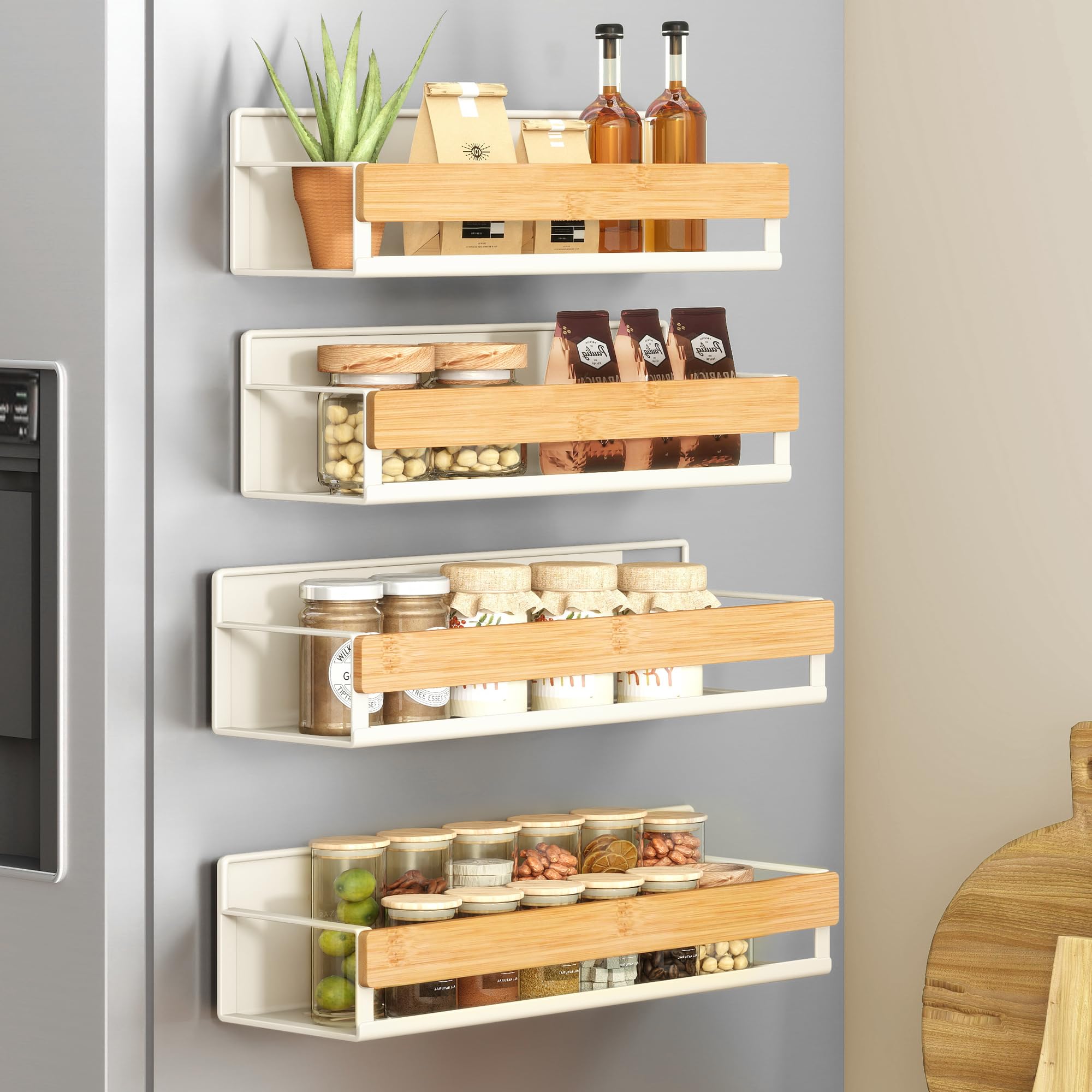 SONGMICS Magnetic Spice Rack, 4-Pack