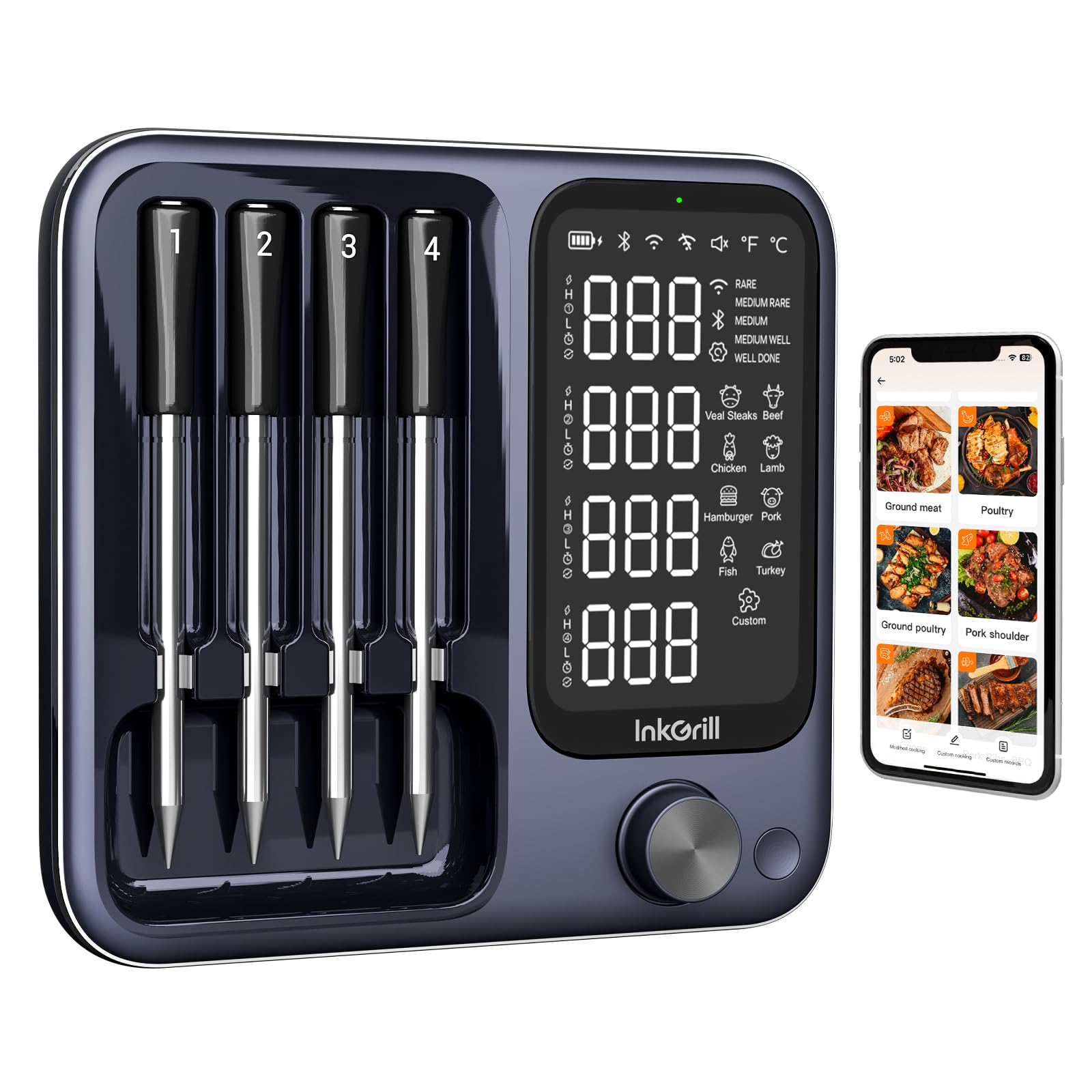 InkGrill Four-Probe Wireless Meat Thermometer