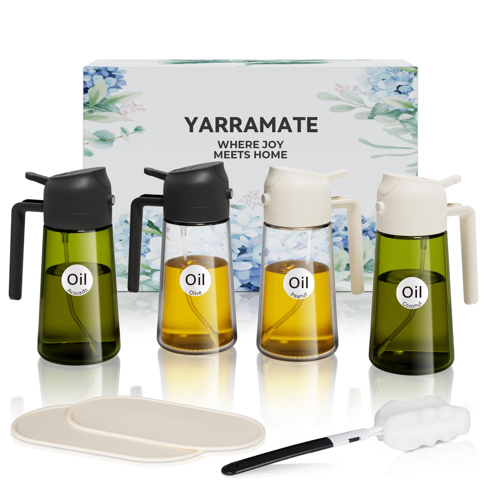 YARRAMATE 4-Piece Glass Olive Oil Sprayer Set