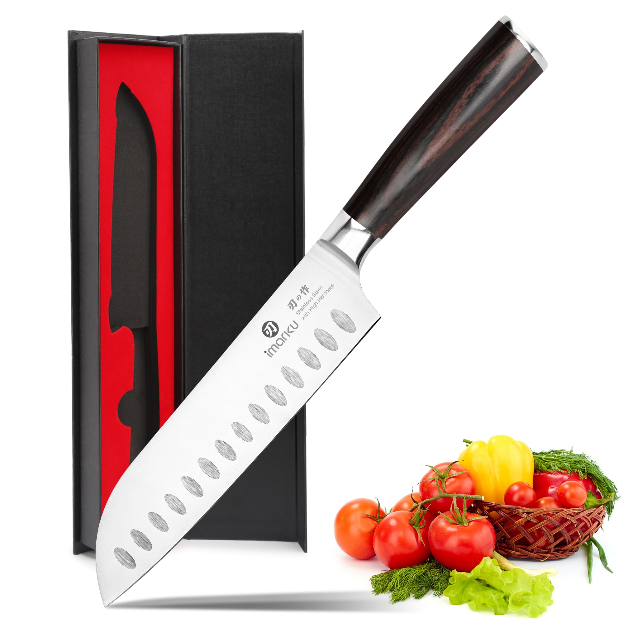 imarku 7-Inch High-Carbon Santoku Knife