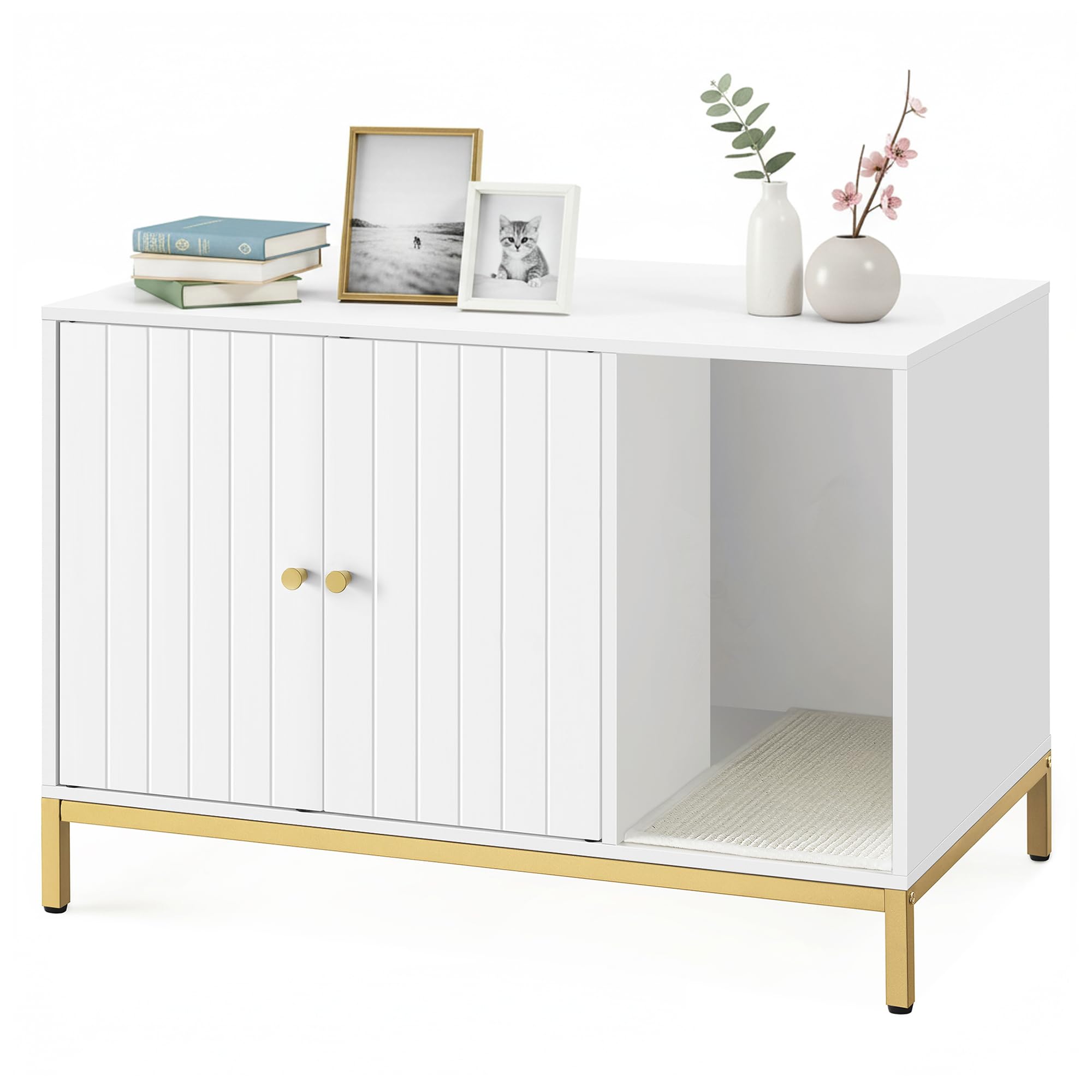 Feandrea White and Gold Enclosure with Scratch Pad
