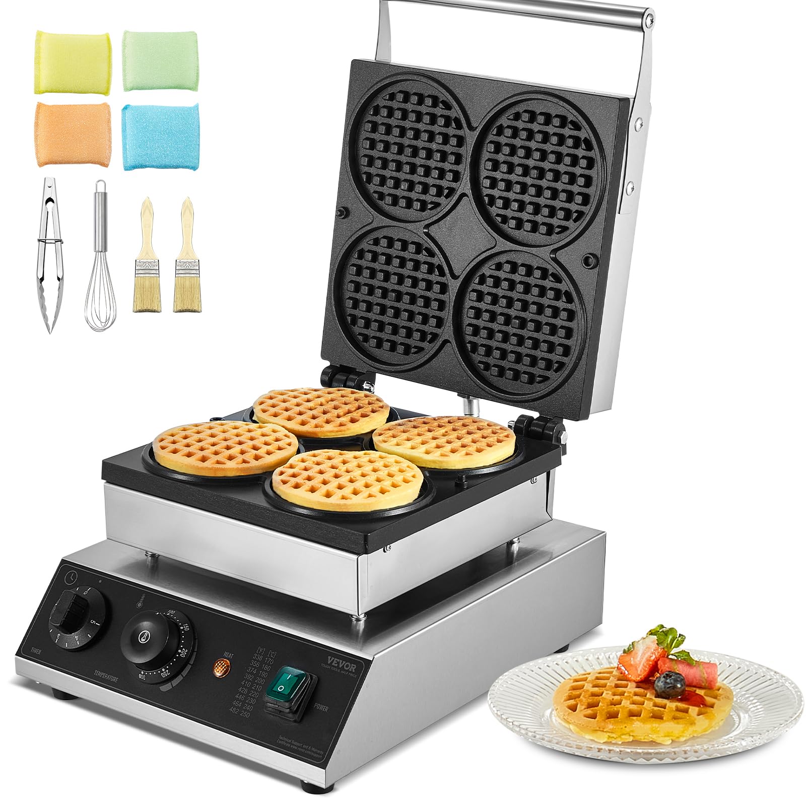 VEVOR 1750W 4PCS Round Waffle Maker