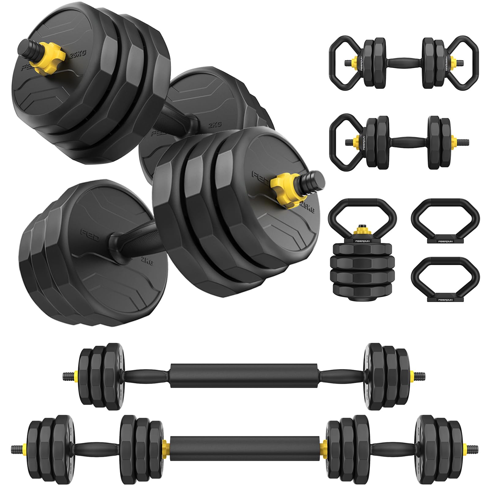 FEIERDUN Adjustable Dumbbell Set, 4 Modes