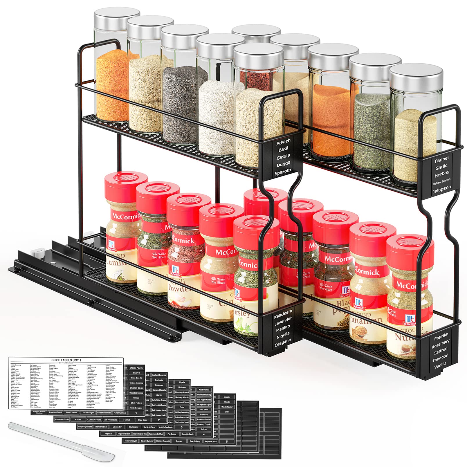 SpaceAid Pull-Out Spice Rack, 2-Tier