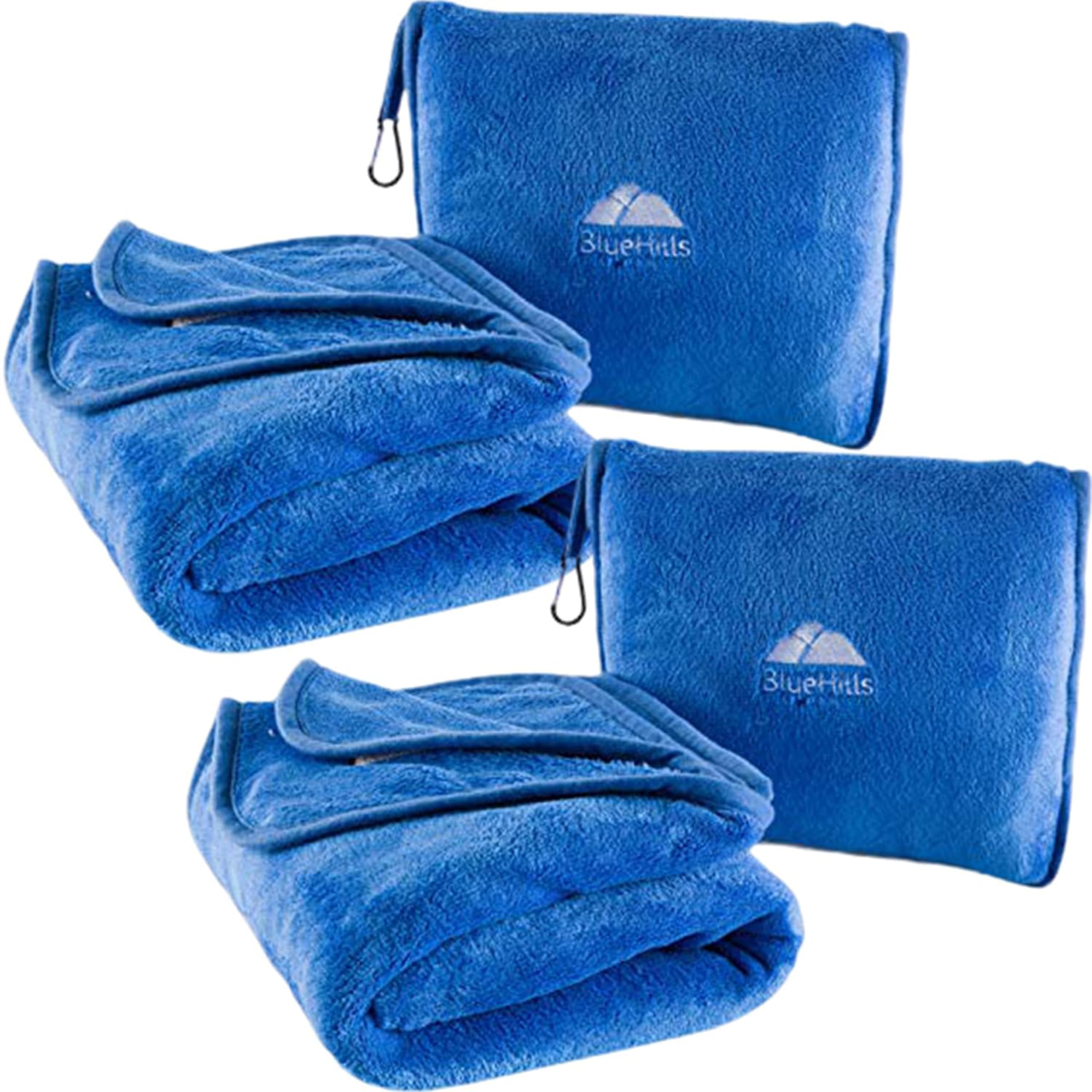 BlueHills Premium Soft Travel Blanket Set, 2-Pack, Royal Blue