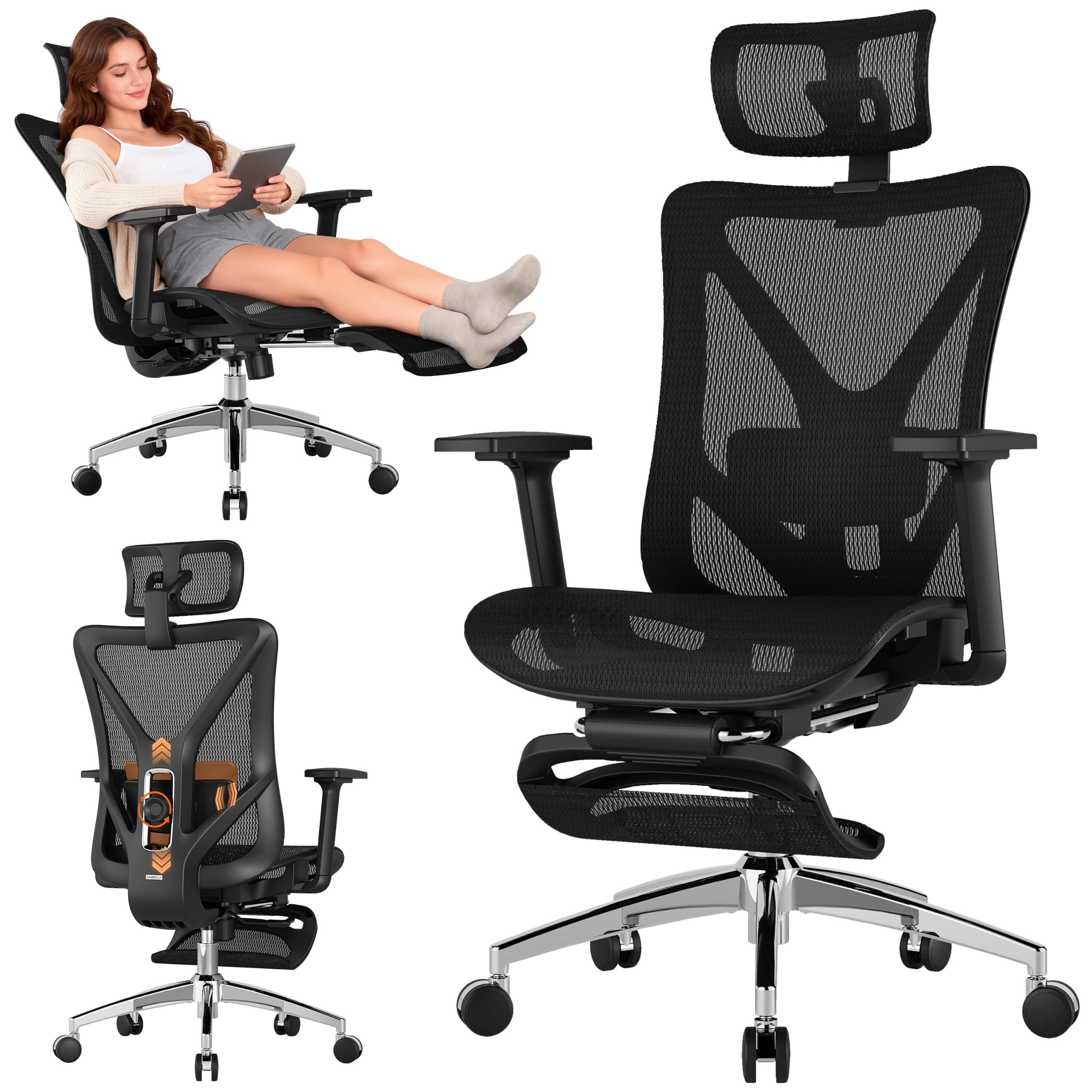 GABRYLLY Ergonomic Office Chair with Footrest
