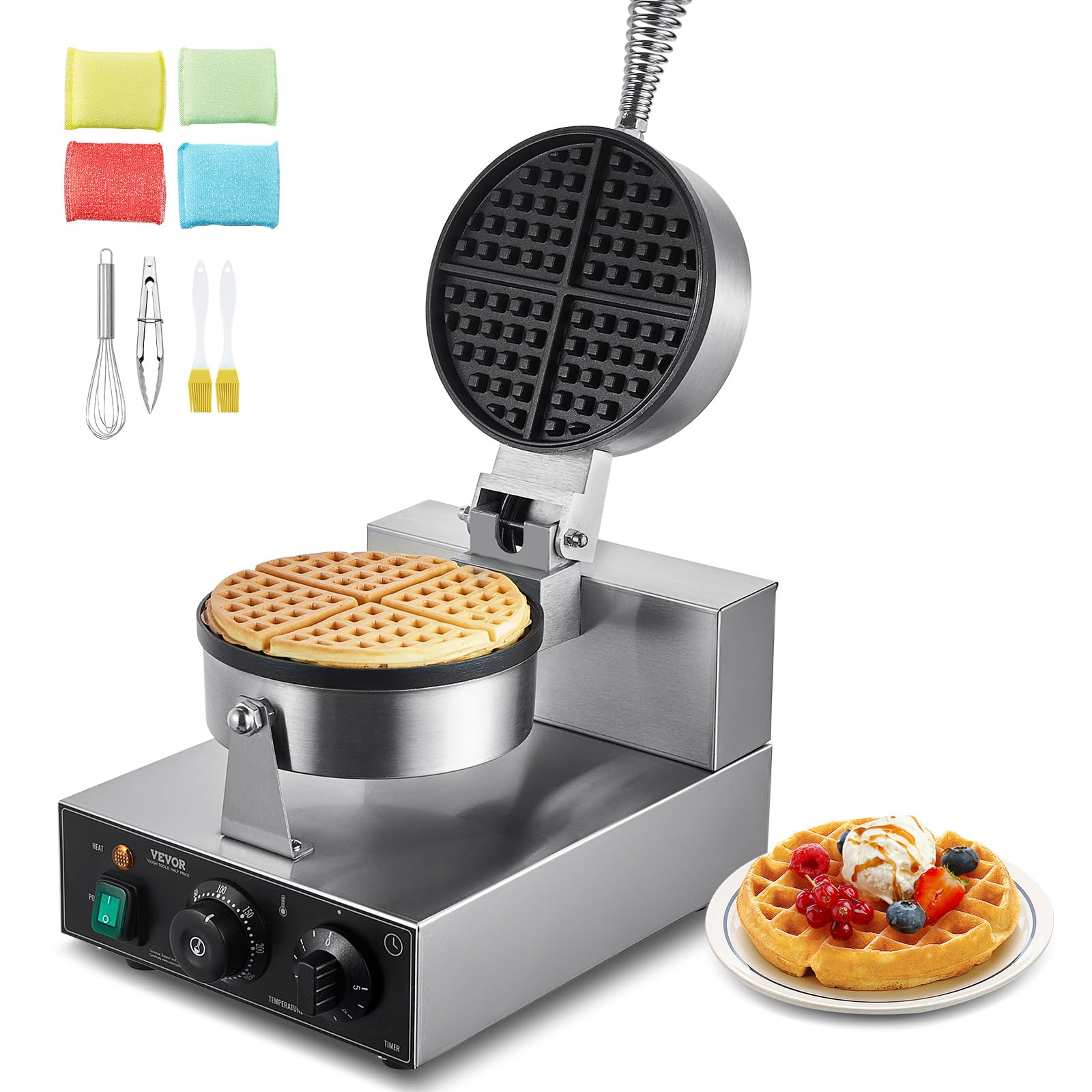 VEVOR 1230W Round Belgian Waffle Maker