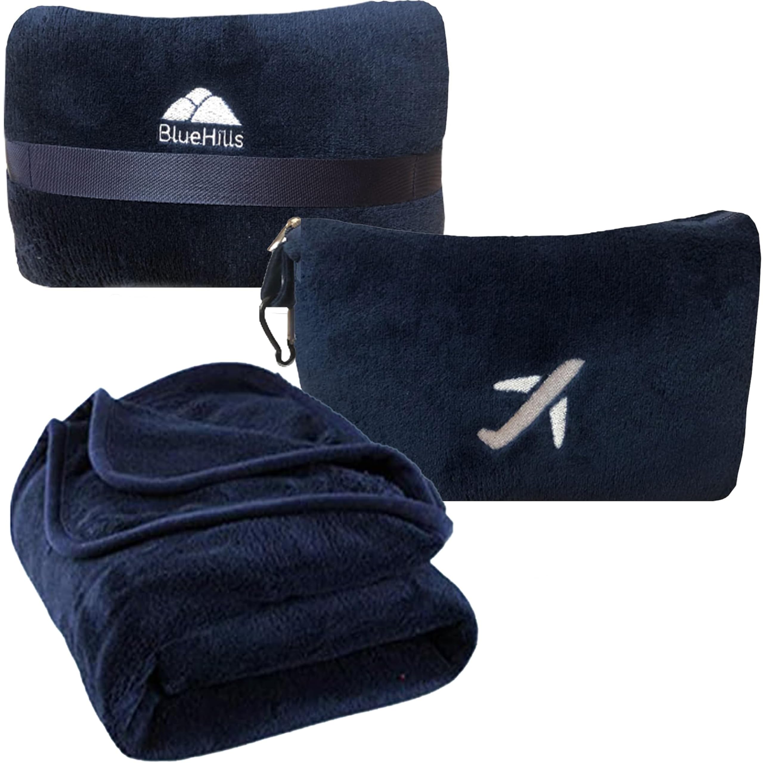 BlueHills Soft Plush Mini Travel Blanket Pillow