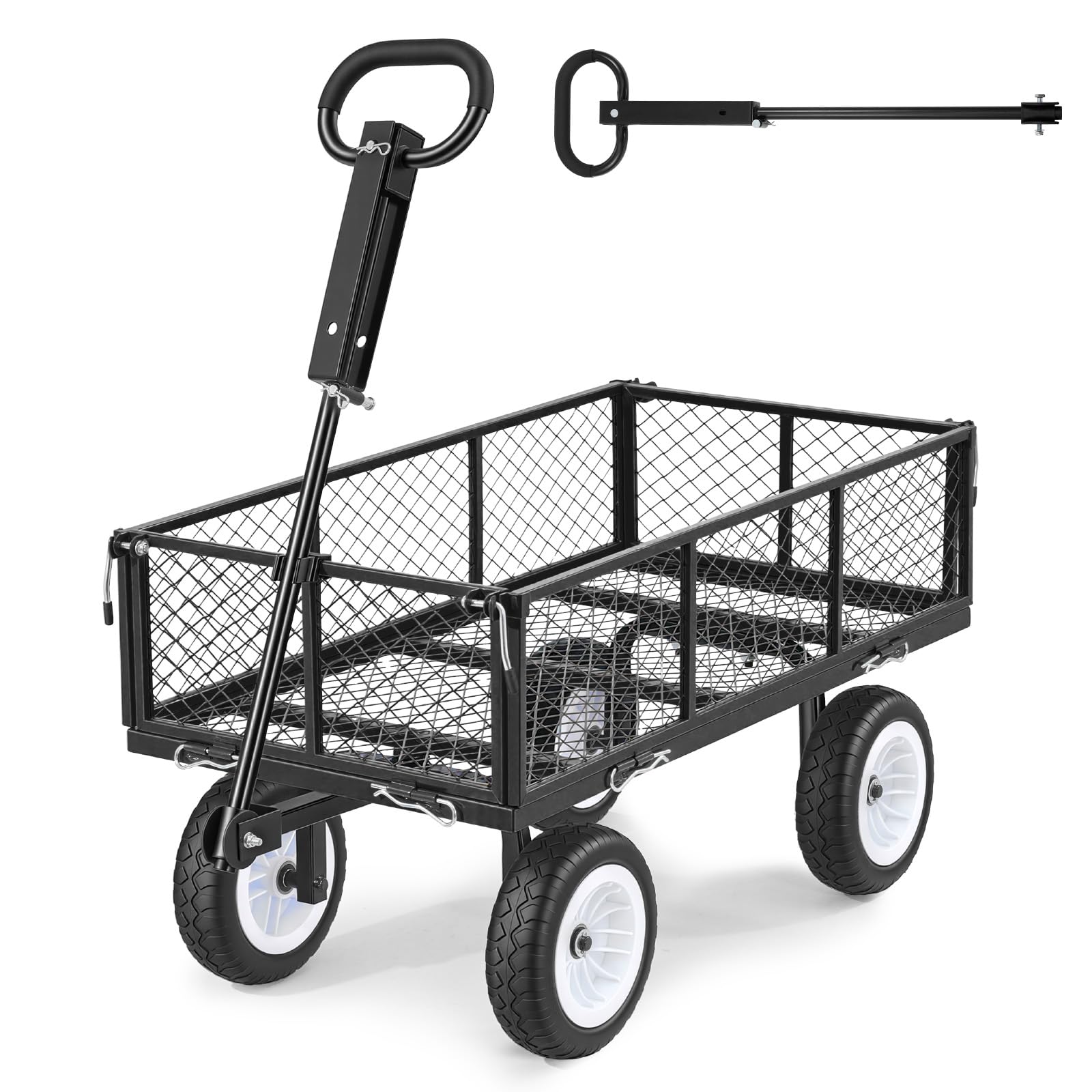 VEVOR 900 LBS Steel Garden Cart, 10-Inch Flat-Free Tires