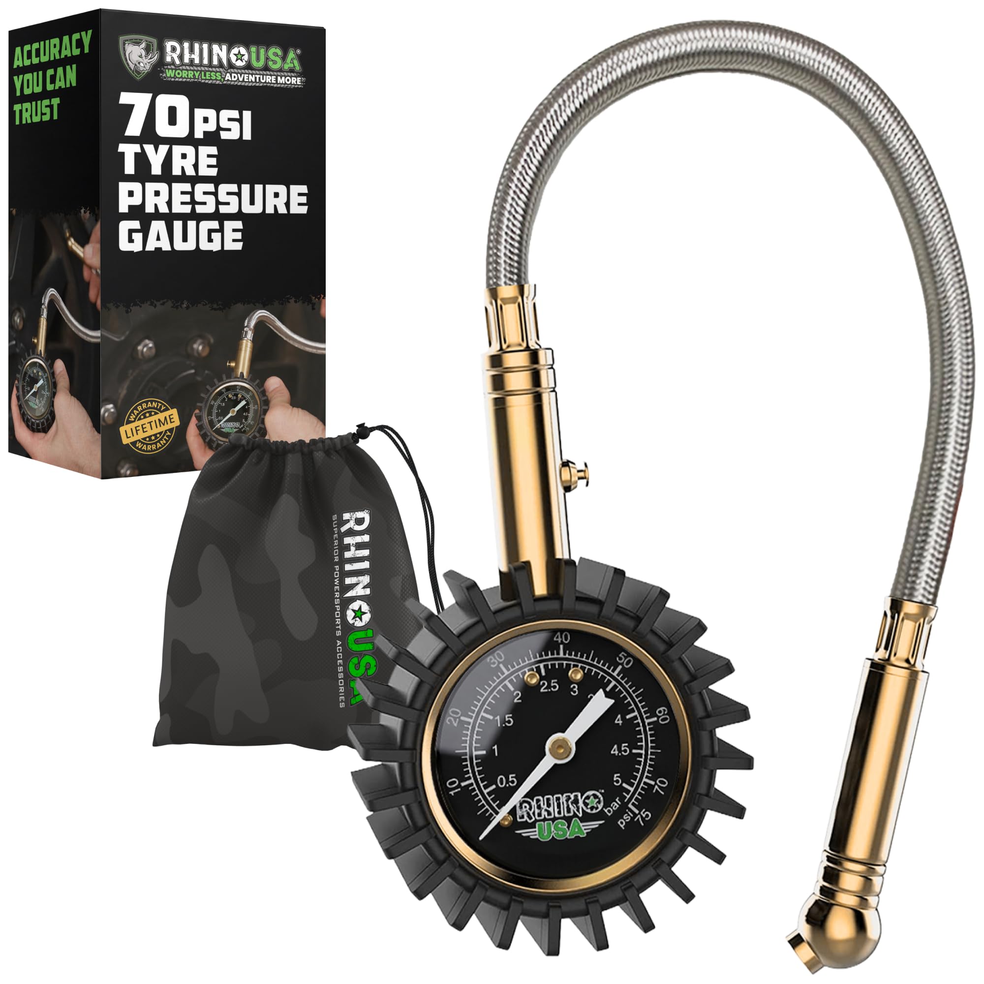 Rhino USA Heavy Duty Tire Pressure Gauge