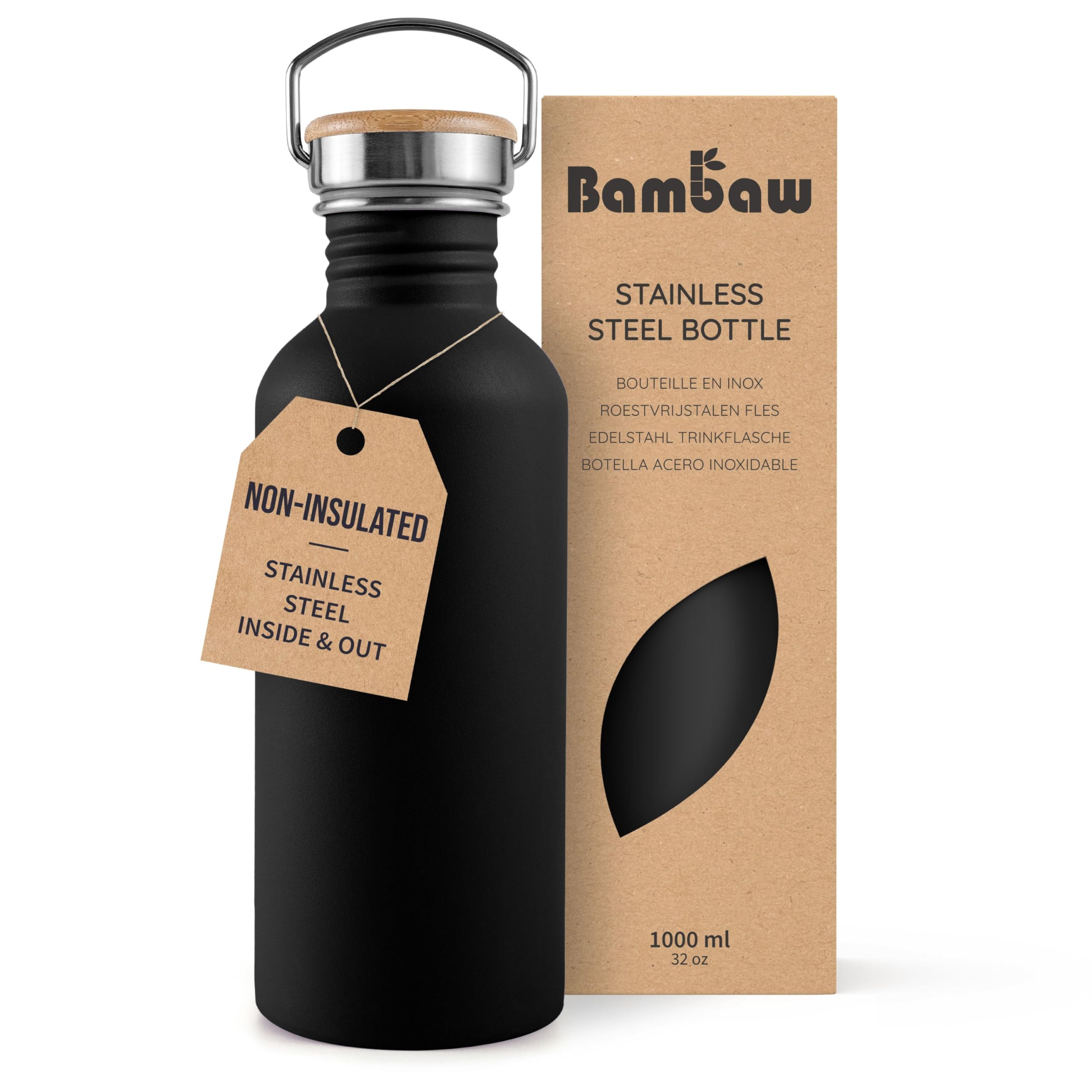 Bambaw Stainless Steel Water Bottle, 1L