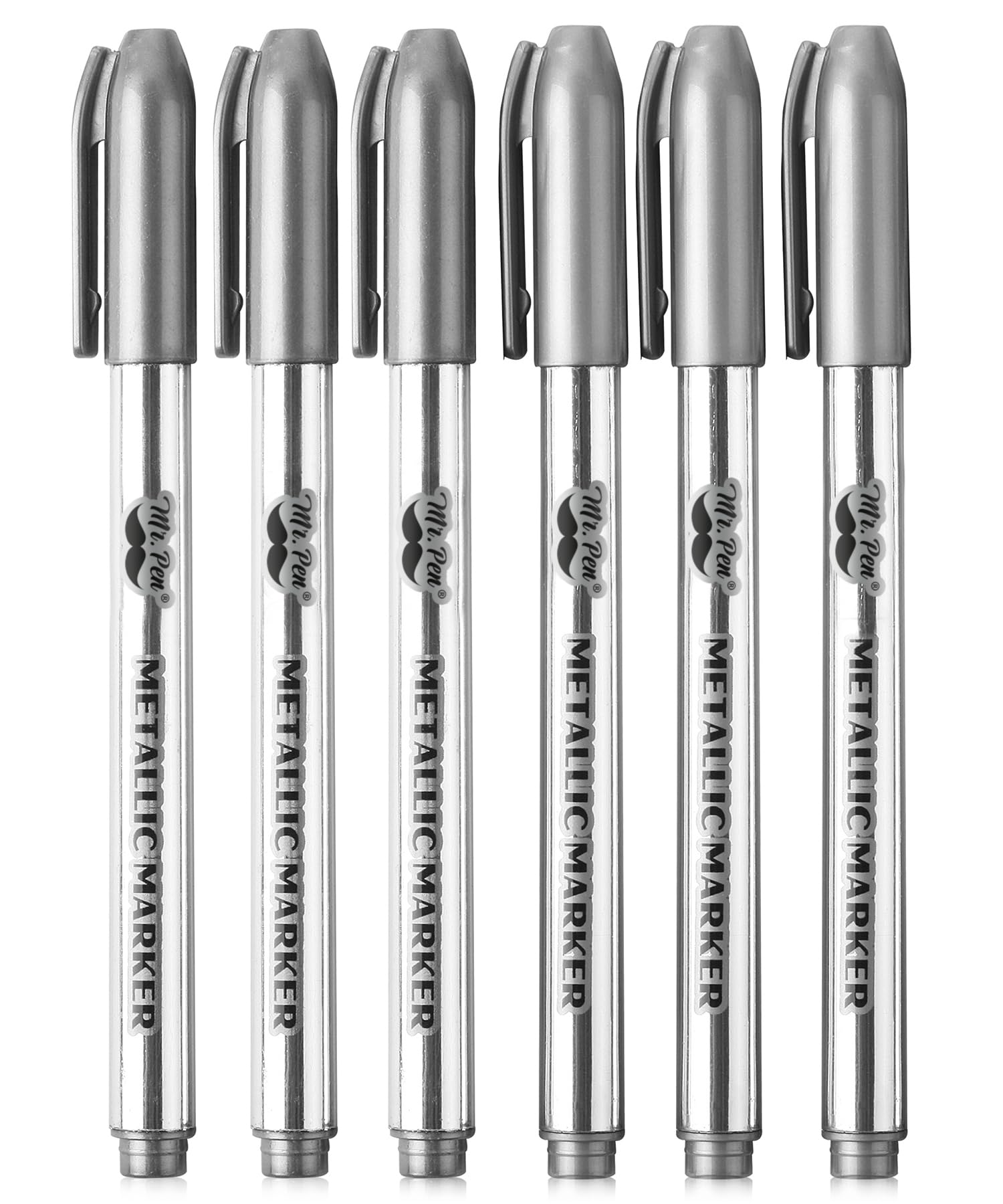 Mr. Pen Silver Metallic Paint Markers, 6 Pack