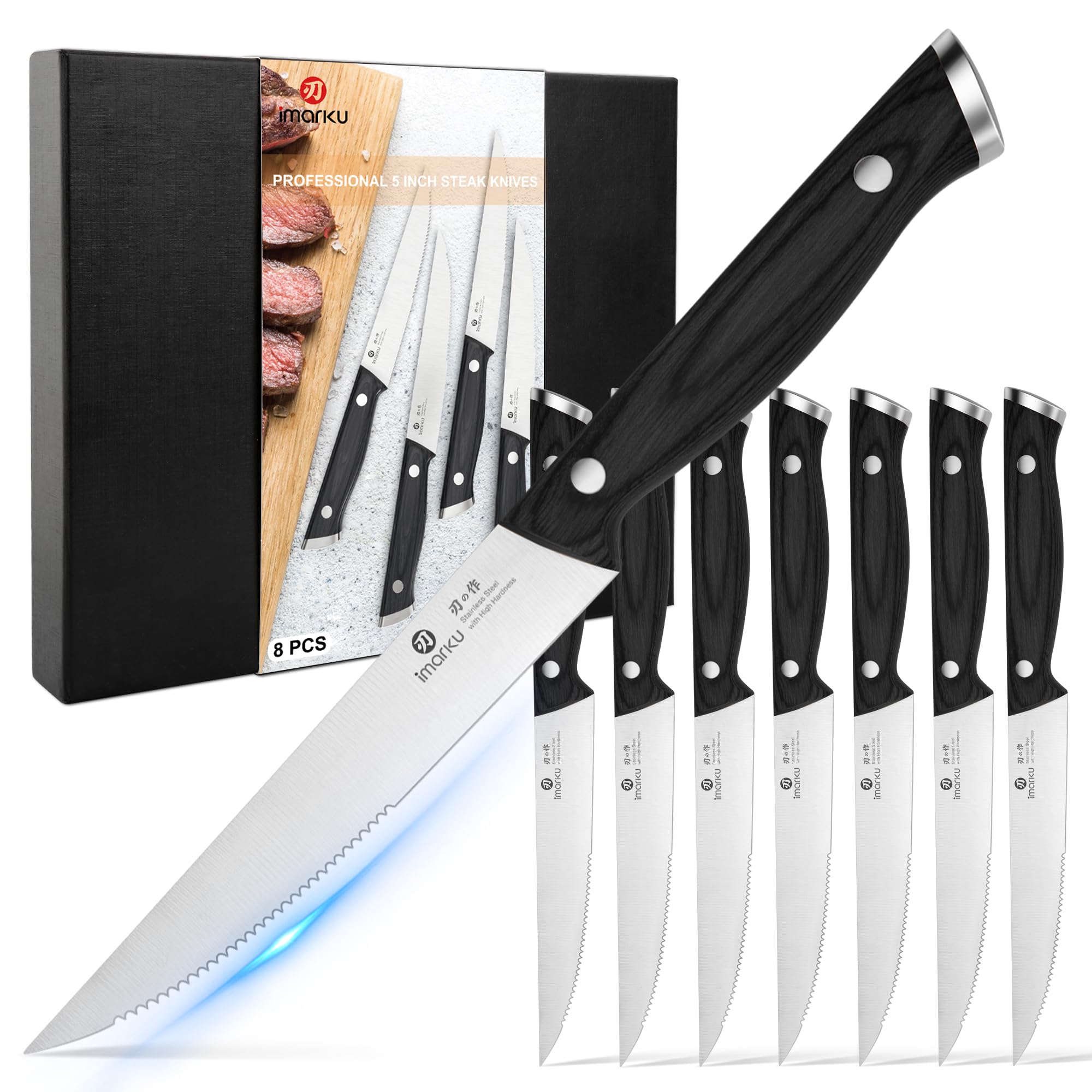 imarku Japanese Steak Knives, Set of 8