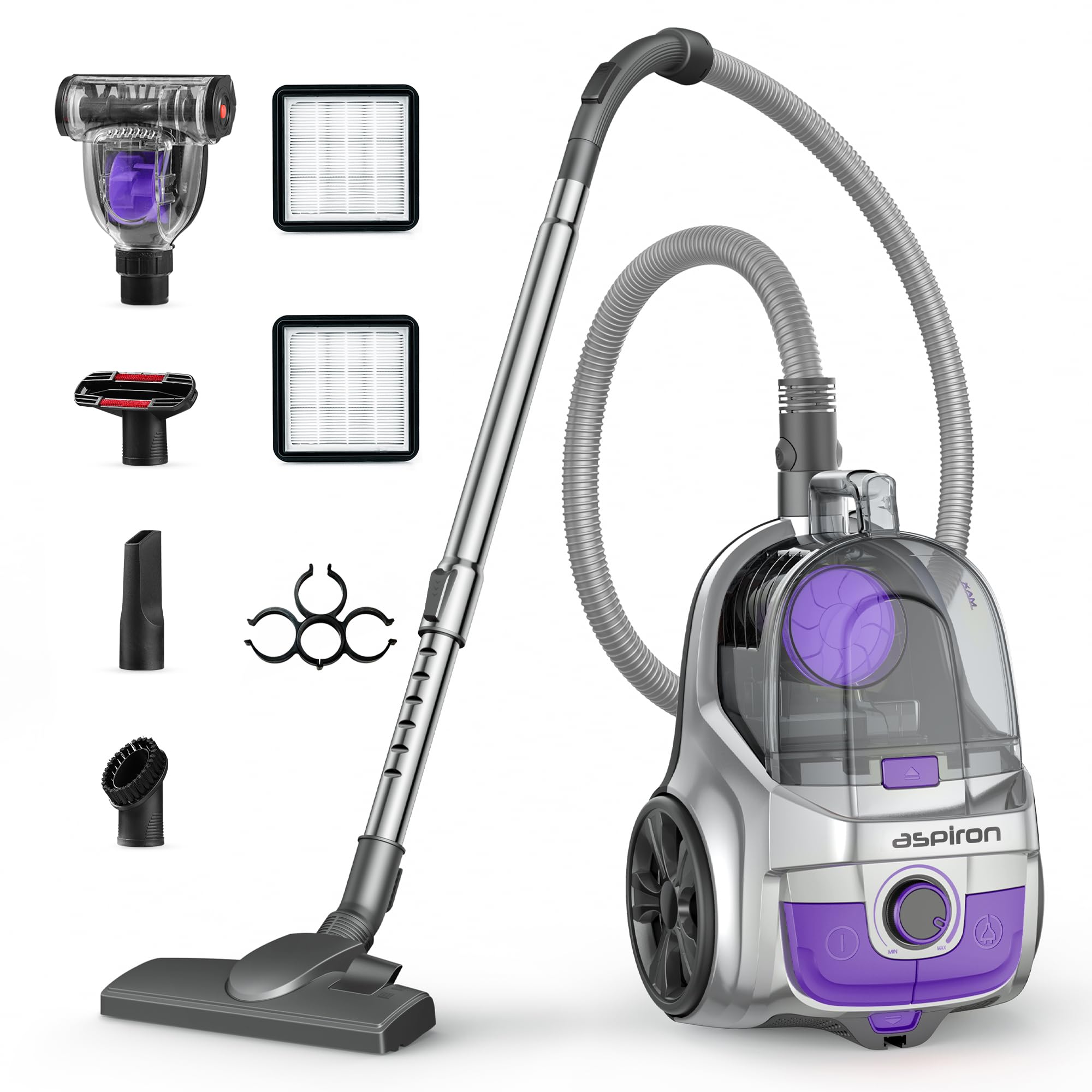 Aspiron Upgraded 1600W Canister Vacuum