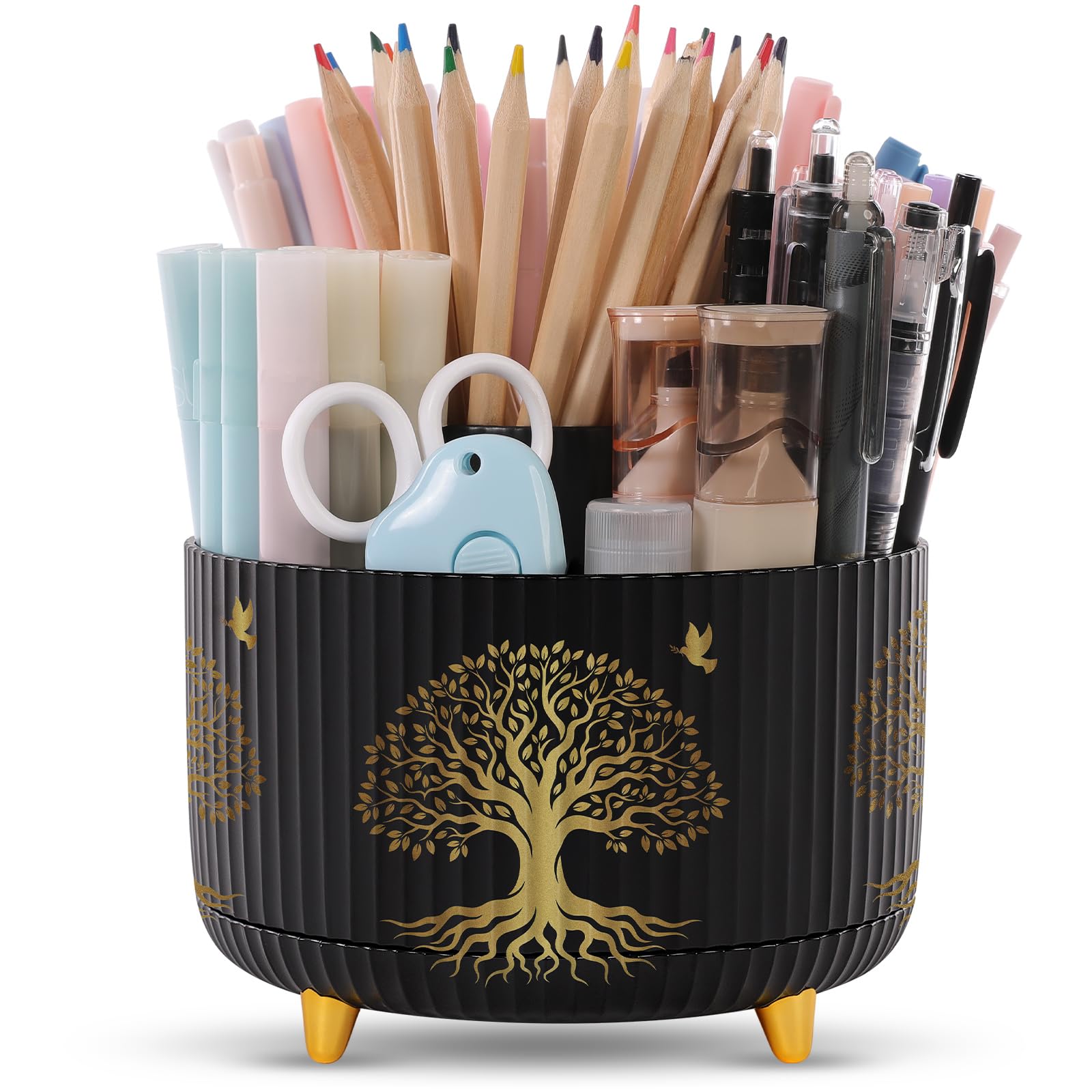 SKYDUE Rotating Desk Organizer with 5 Slots