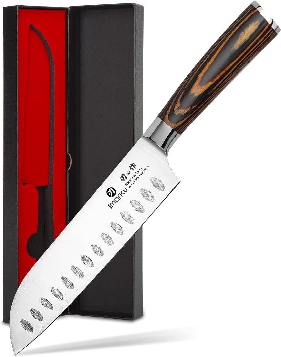 imarku 7-Inch Santoku Knife, Orange
