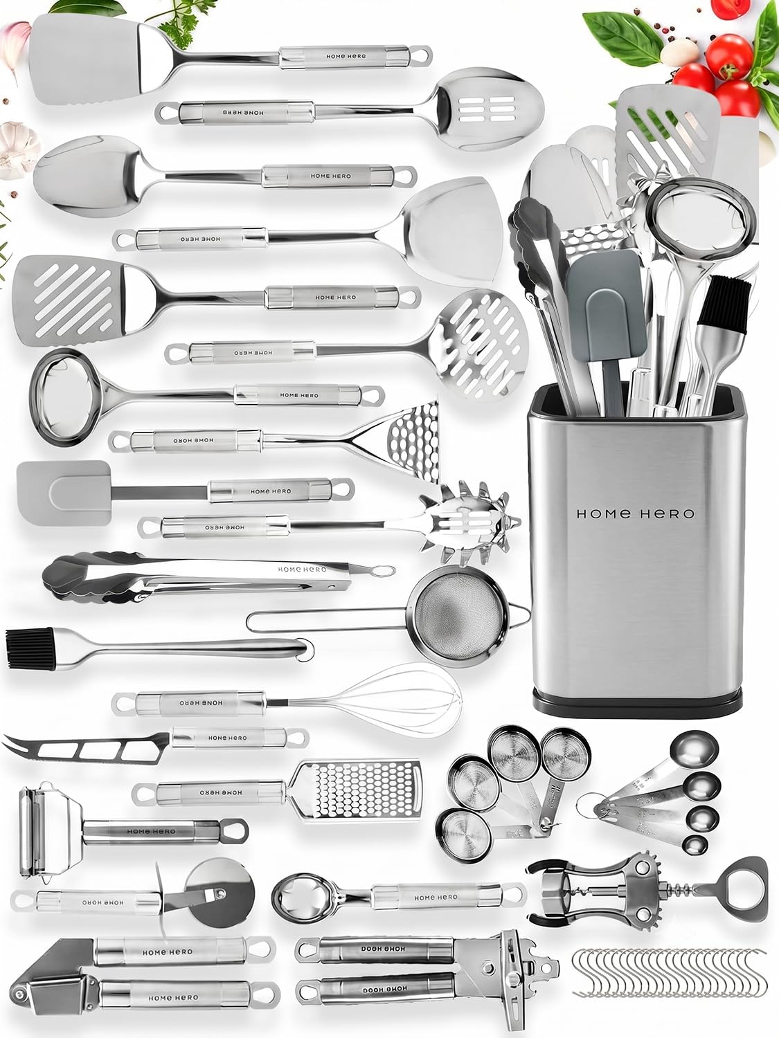 Home Hero 54-Piece Stainless Steel Kitchen Utensils Set