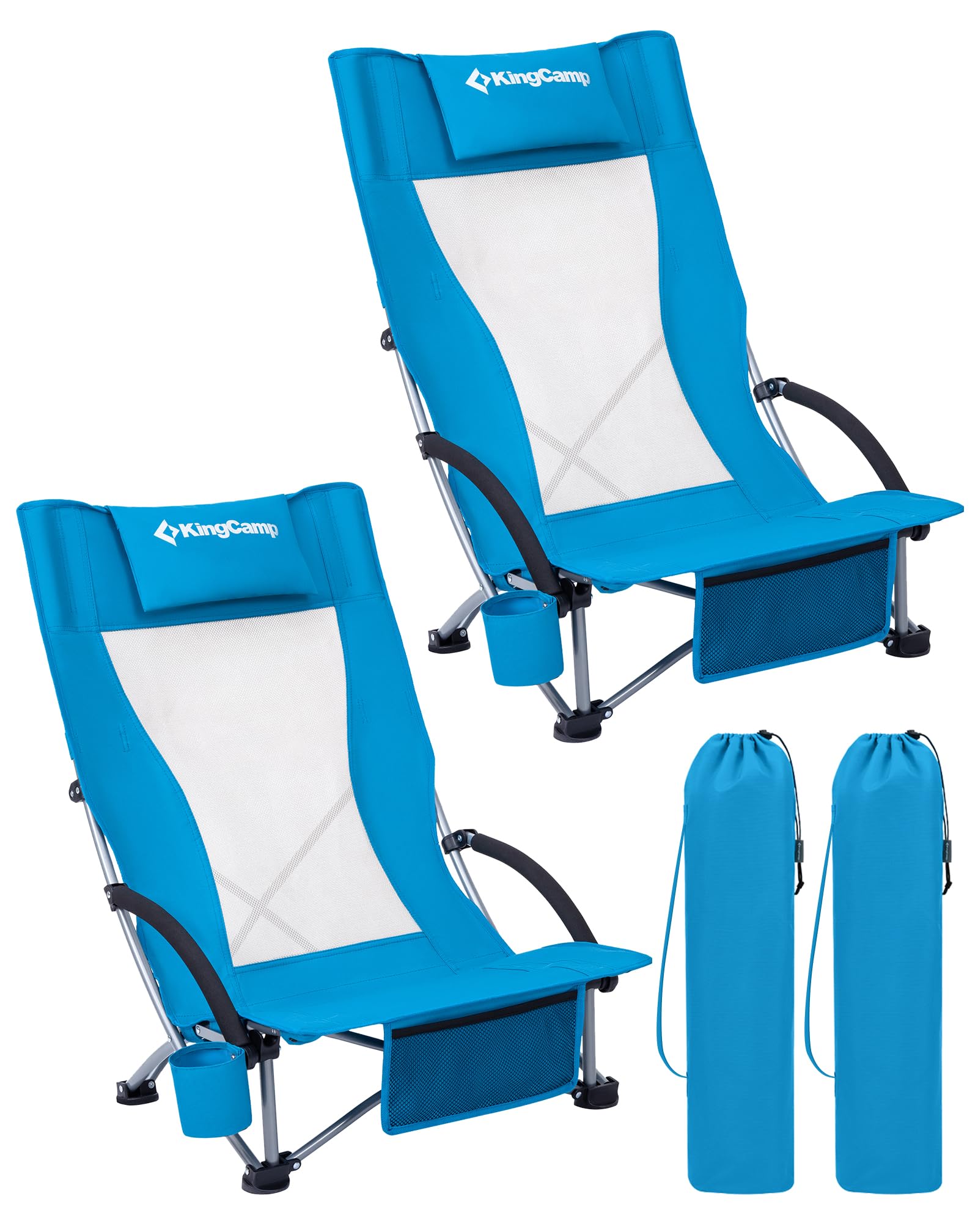 KingCamp Low Beach Chair with High Back