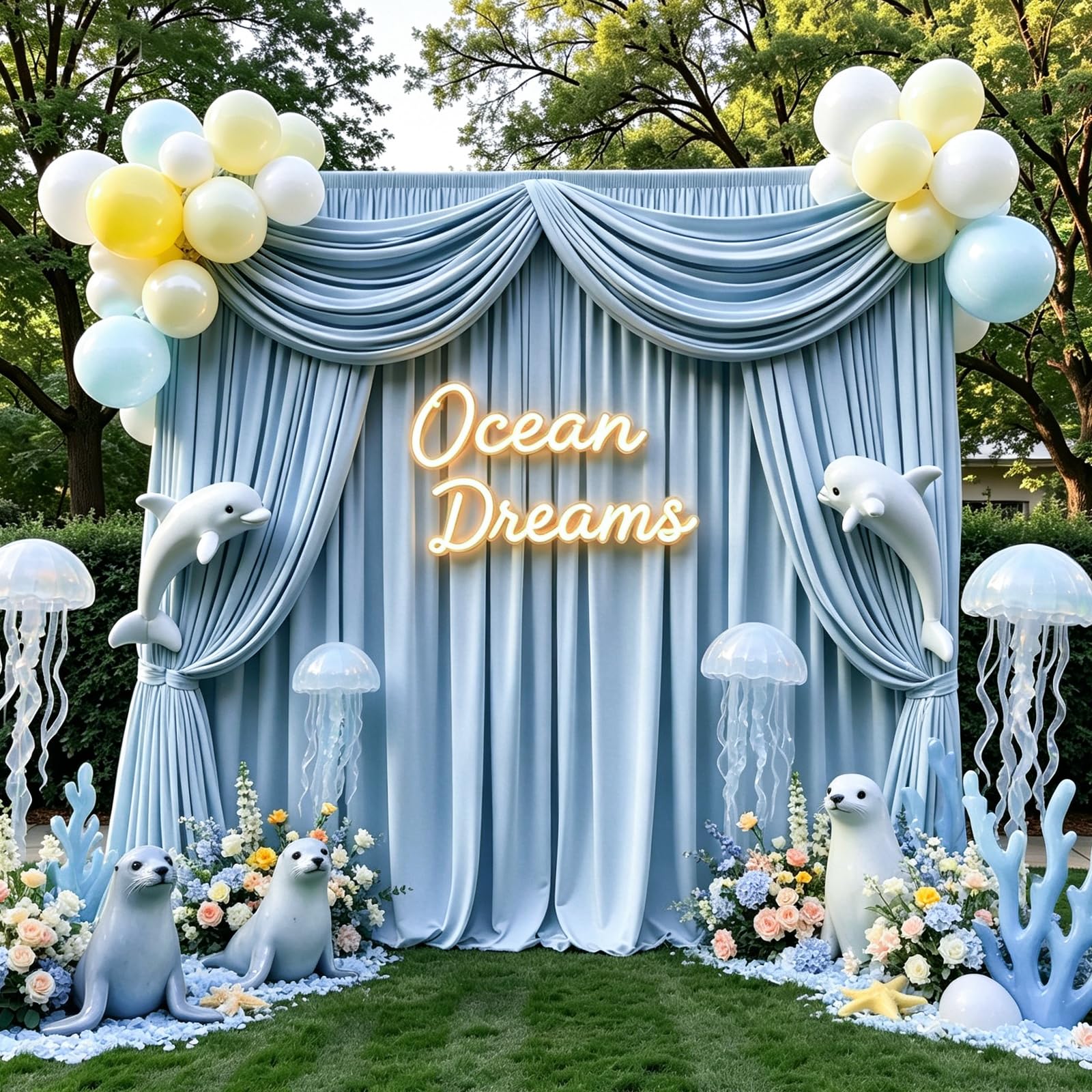 Gallety Baby Blue 10x10FT Backdrop Curtain