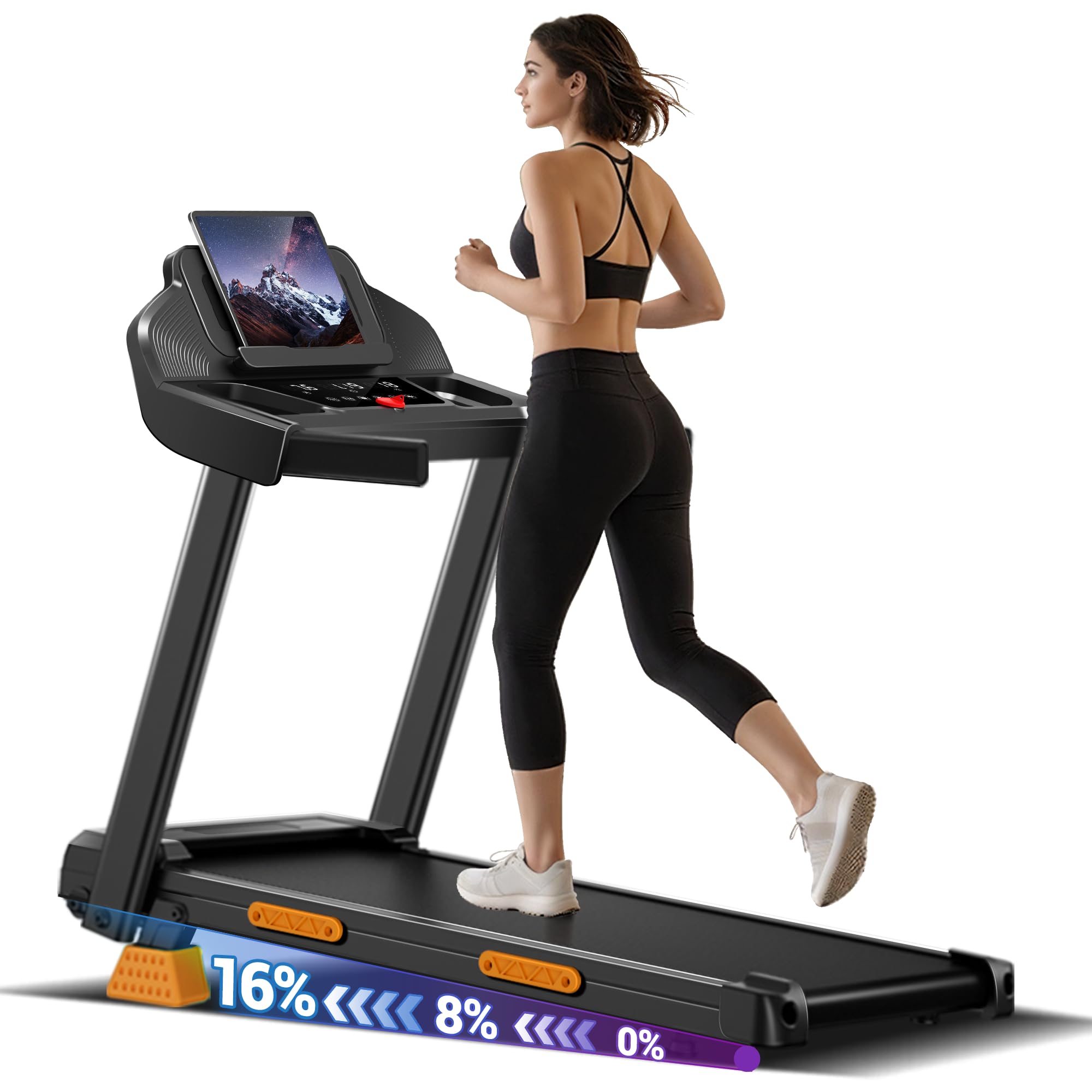 CURSOR FITNESS 16% Incline Foldable Treadmill