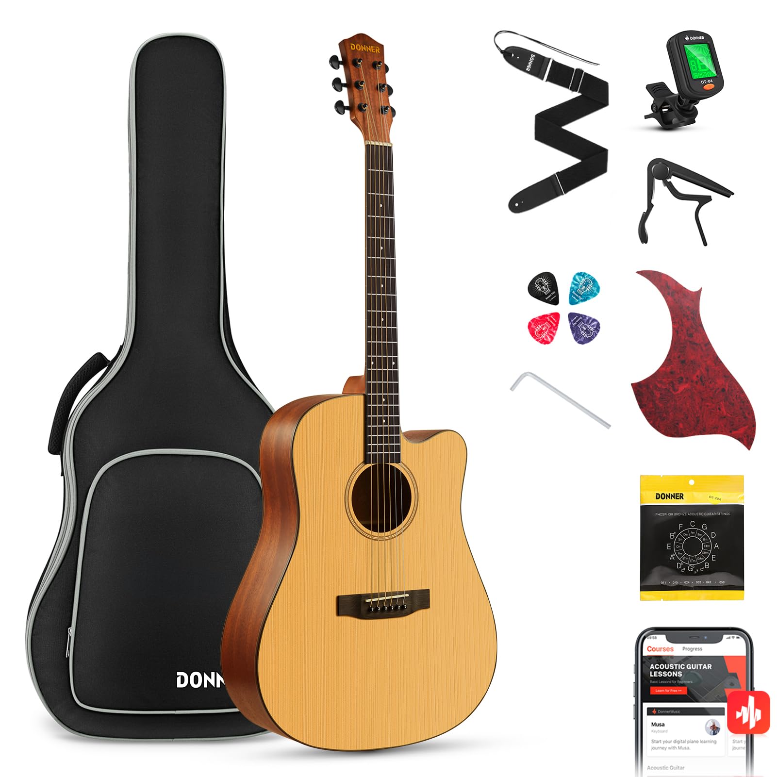 Donner DAG-1C 41-inch Cutaway Acoustic Bundle