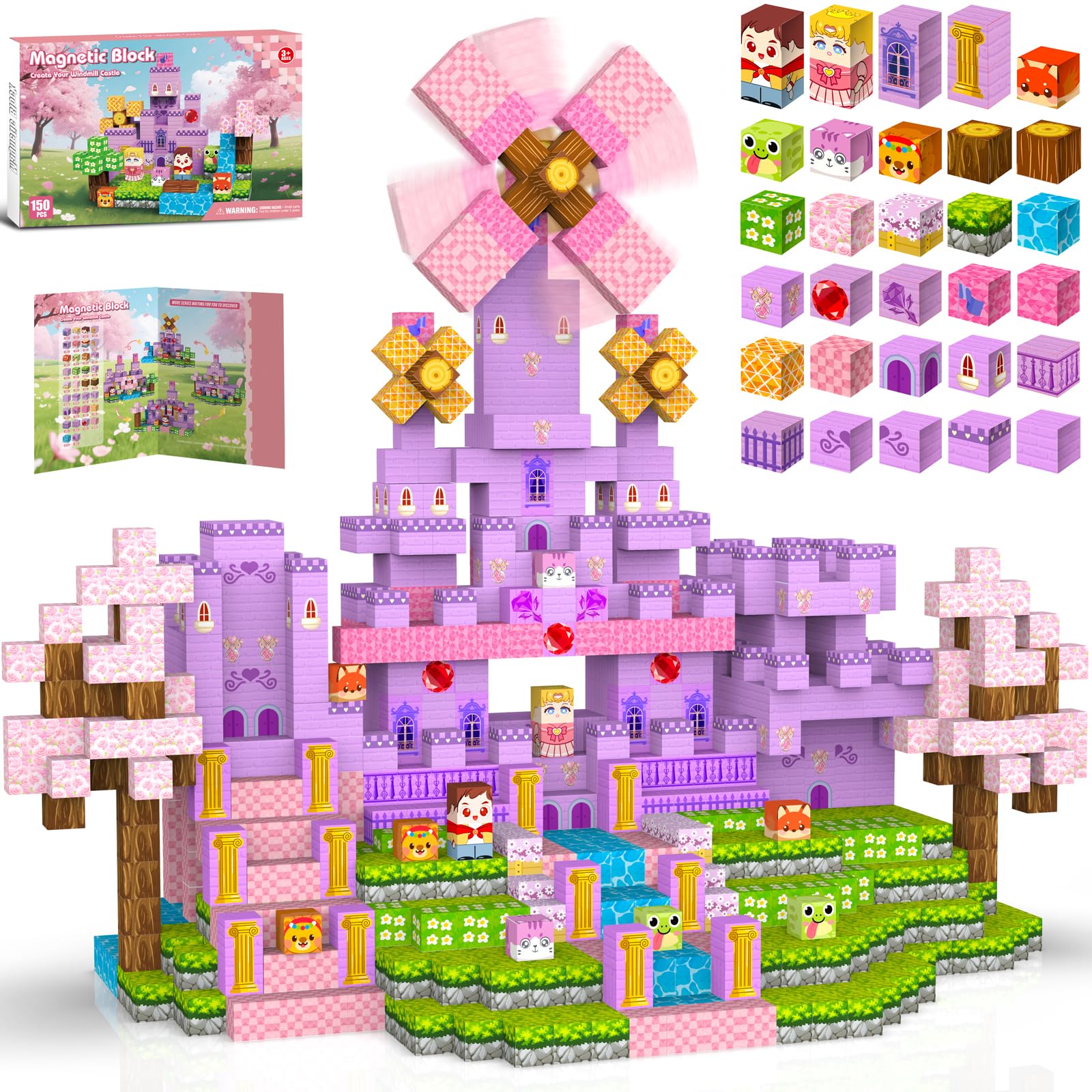 Gryxpox Magnetic Blocks Pink Castle