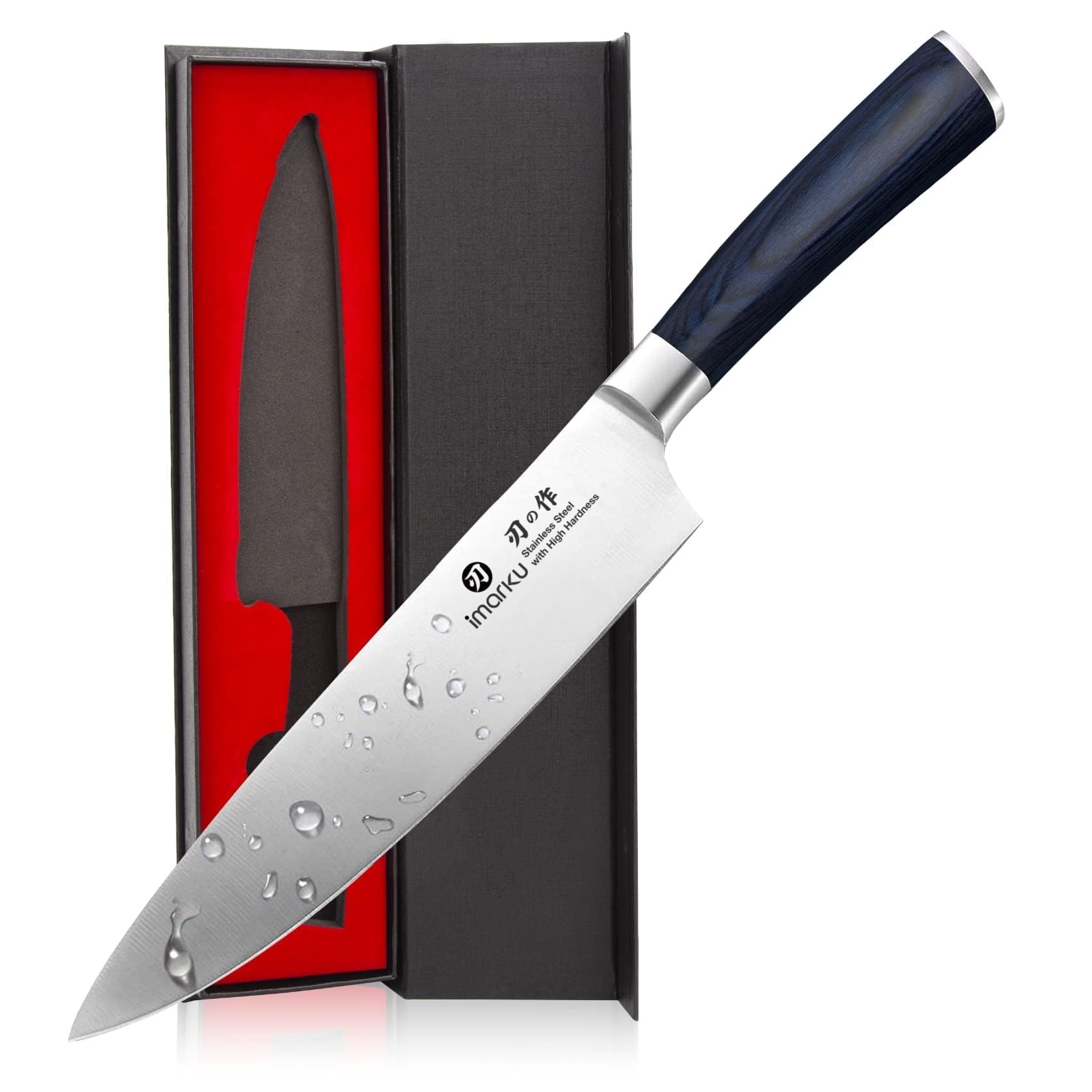 imarku 8 Inch Japanese Gyutou Chef Knife, Blue Handle