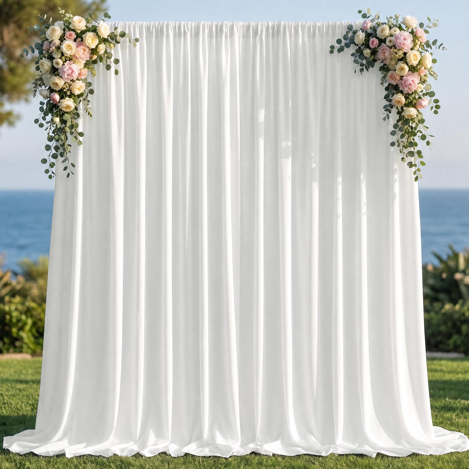 Joydeco White Backdrop Curtain, 2 Panels