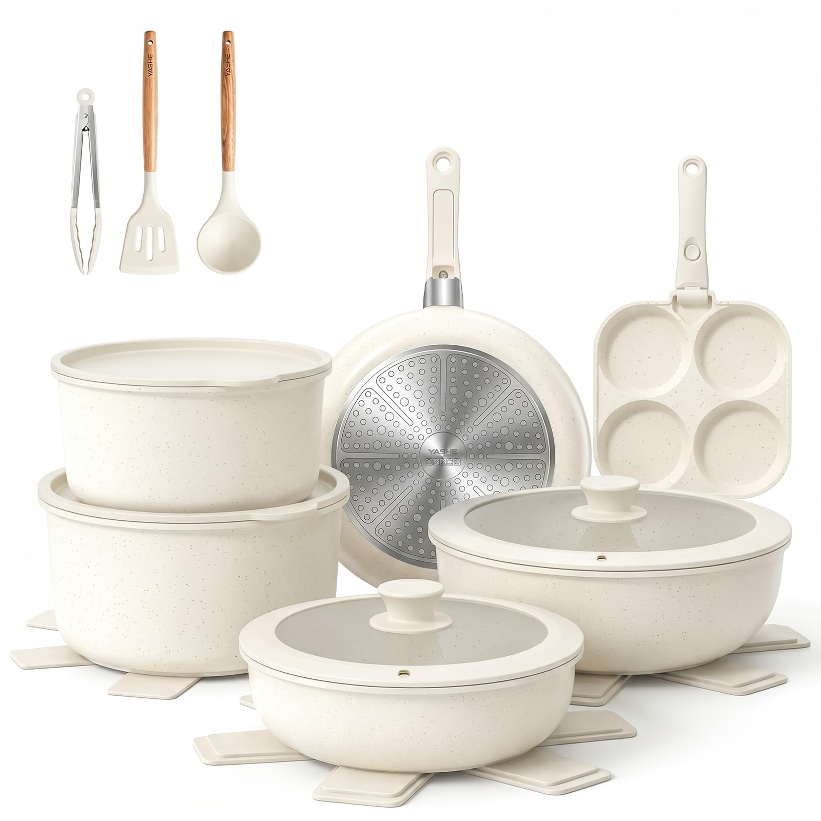 YASHE 20-Piece Detachable-Handle Cookware Set