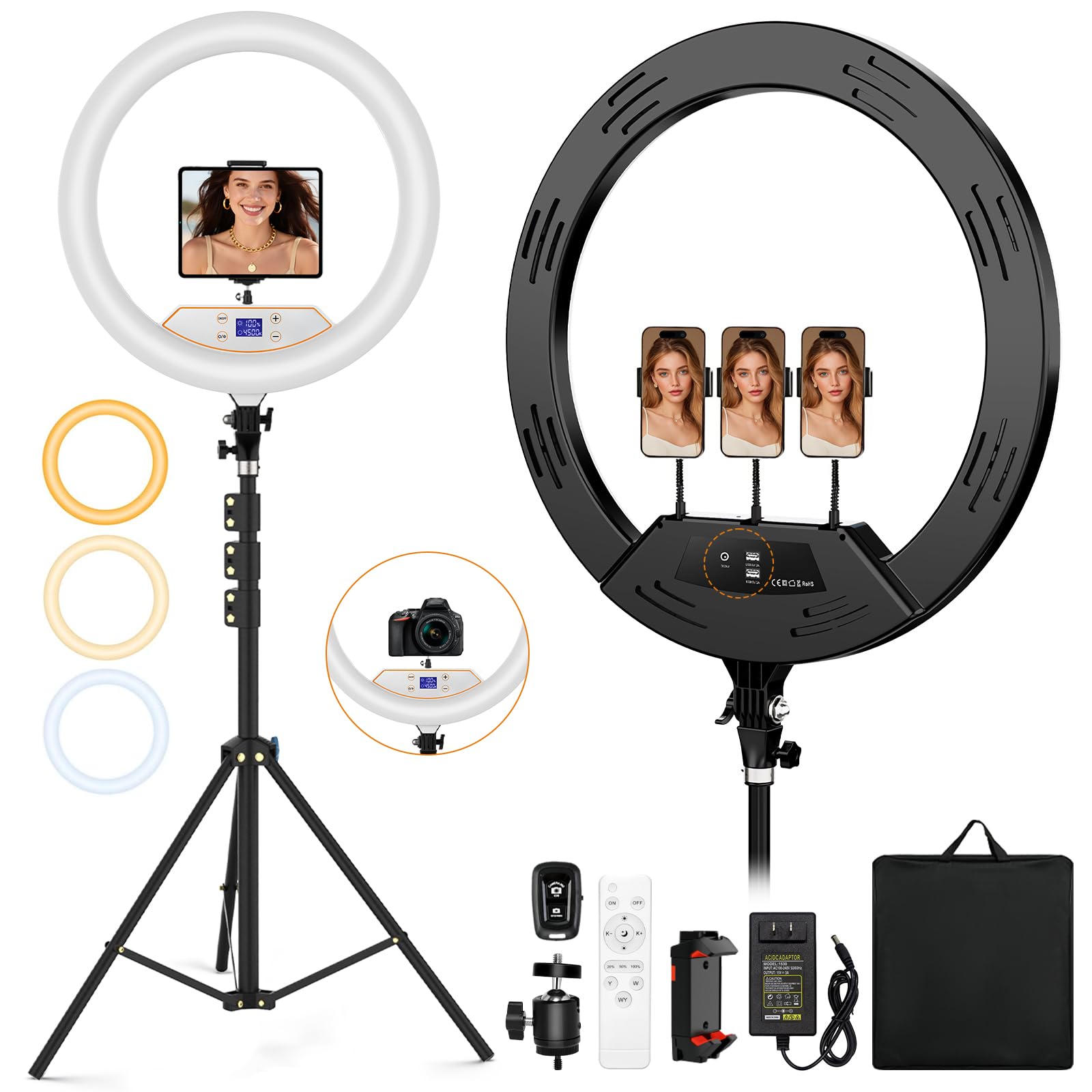 MACTREM 22-Inch Ring Light with 75-Inch Tripod Stand