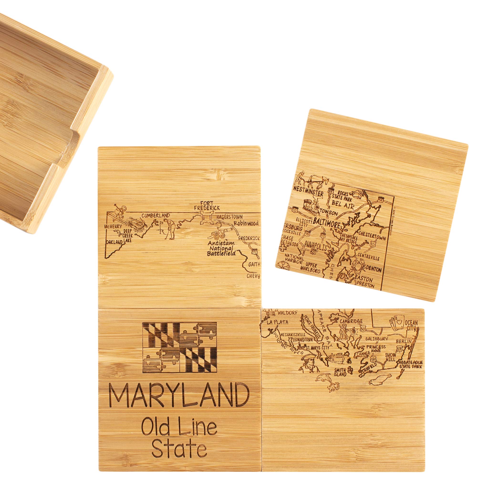 Totally Bamboo Maryland State Puzzle Coasters